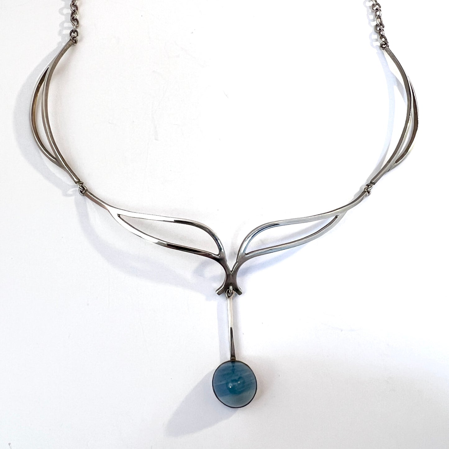 Victor Janson, Sweden 1966. Vintage Sterling Silver Bergslagen-stone Necklace.