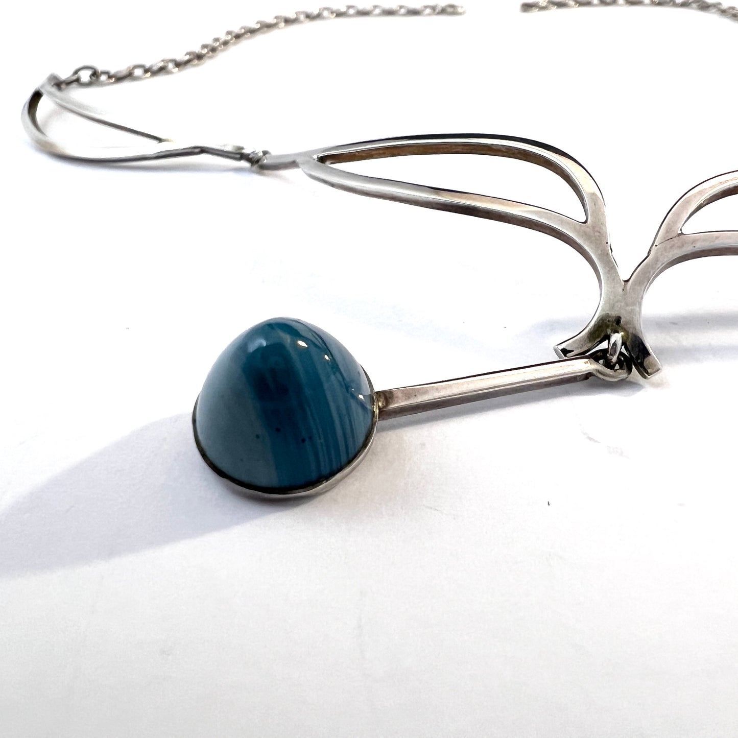 Victor Janson, Sweden 1966. Vintage Sterling Silver Bergslagen-stone Necklace.