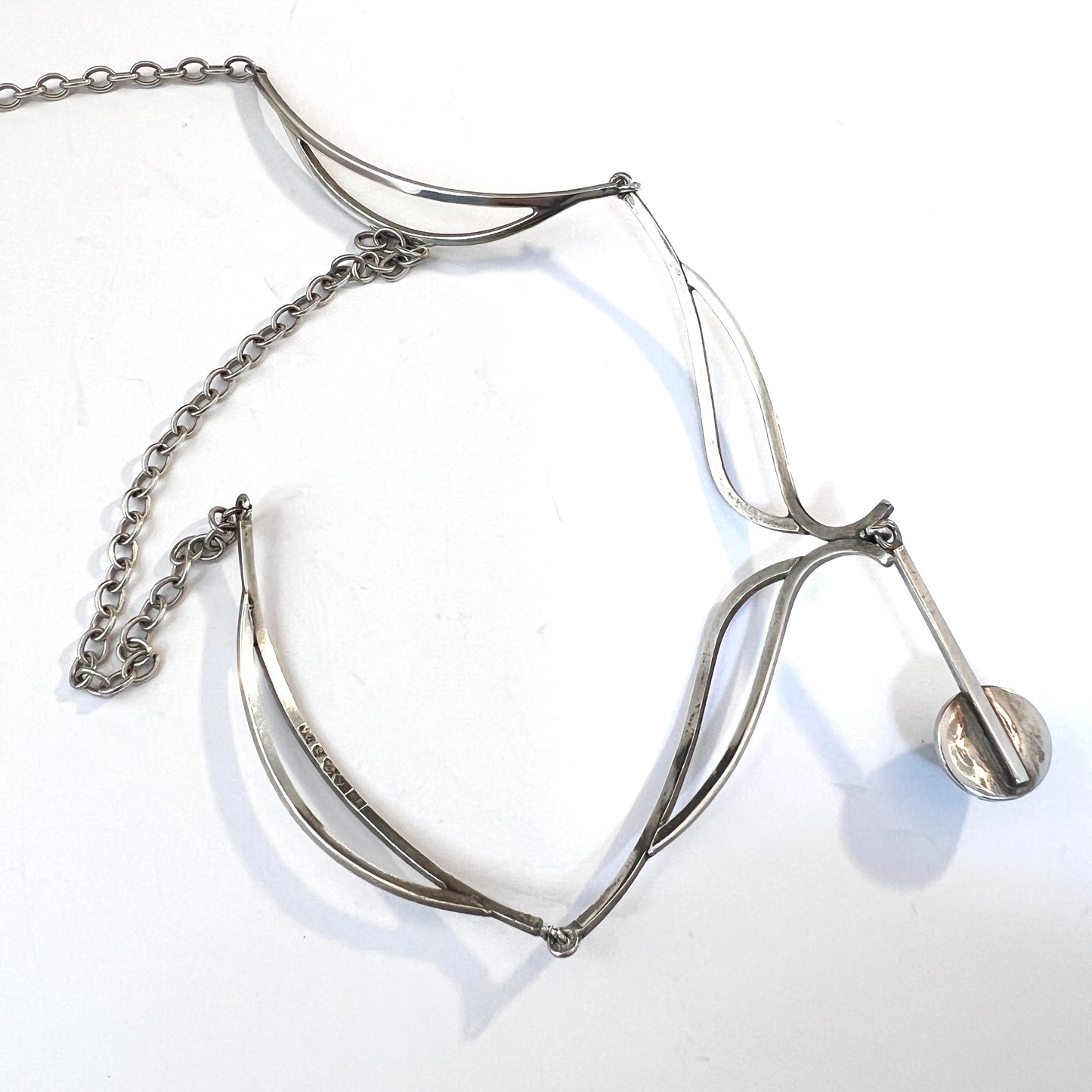 Victor Janson, Sweden 1966. Vintage Sterling Silver Bergslagen-stone Necklace.