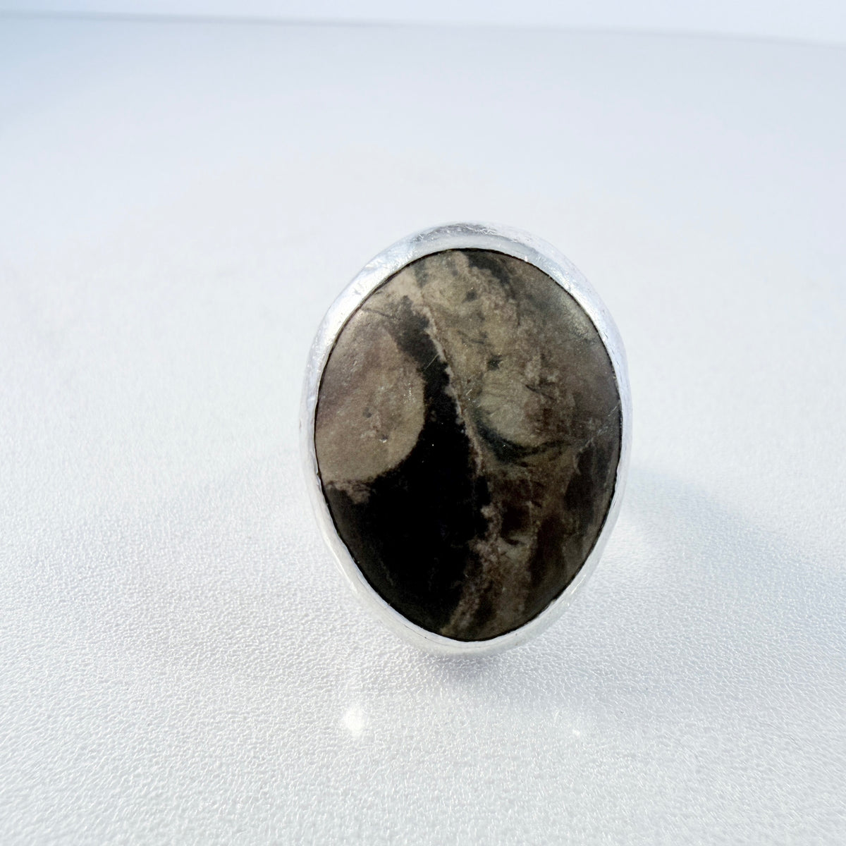 Lars Bostrand, Sweden 1964. Bold Vintage Sterling Silver Local Hardstone Ring.