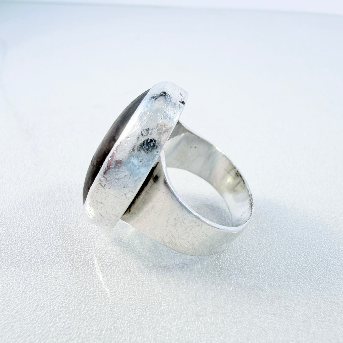 Lars Bostrand, Sweden 1964. Bold Vintage Sterling Silver Local Hardstone Ring.