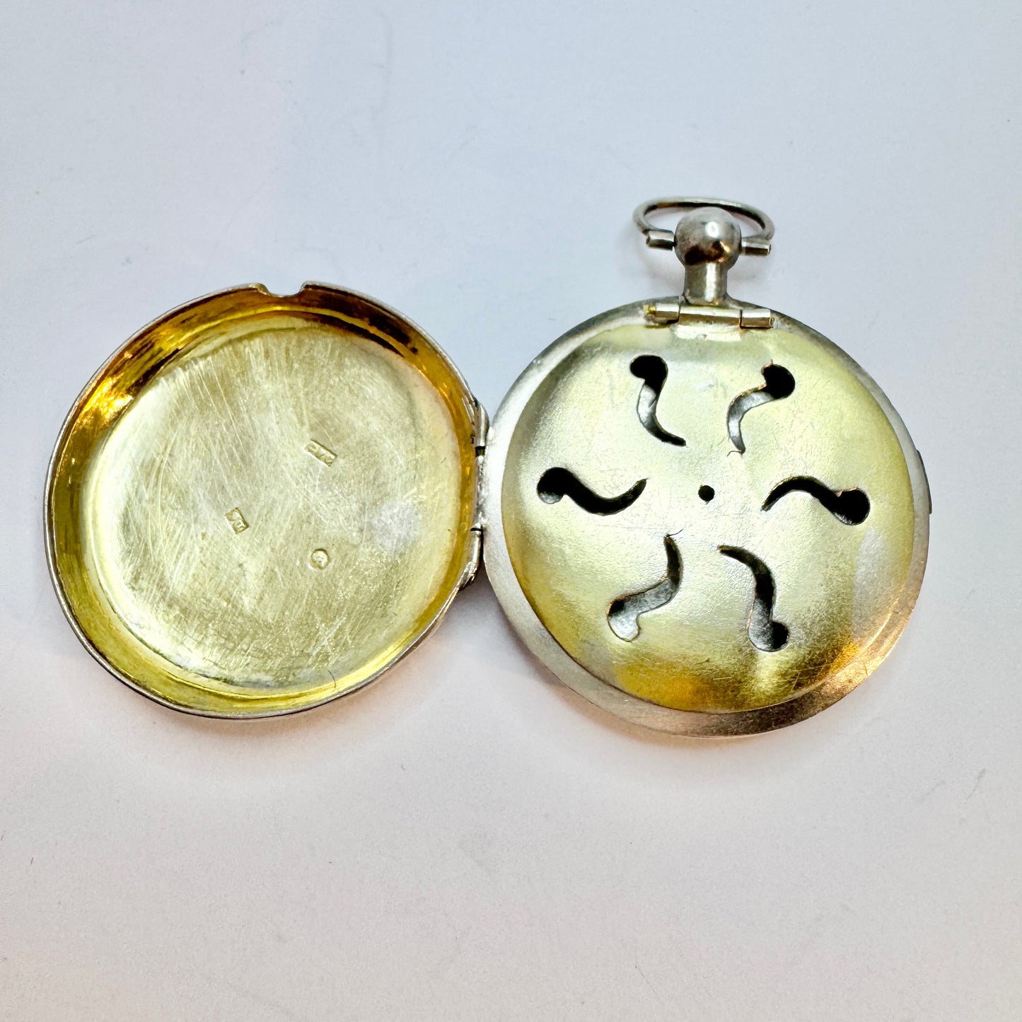 Sweden 1882. Antique Victorian Solid Silver Vinaigrette Locket Pendant.