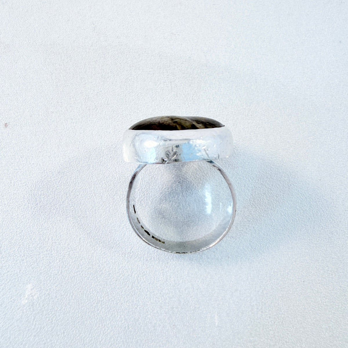 Lars Bostrand, Sweden 1964. Bold Vintage Sterling Silver Local Hardstone Ring.