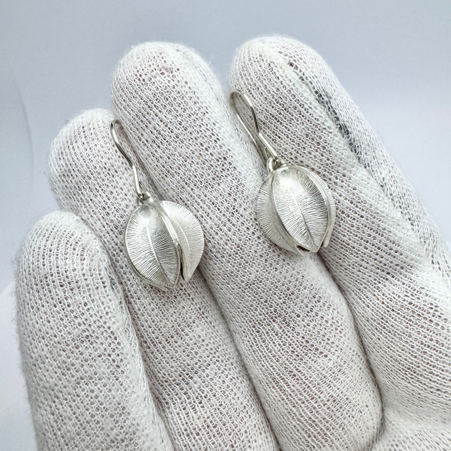 Kalevala Koru, Finland Vintage Sterling Silver Snow Flower Earrings