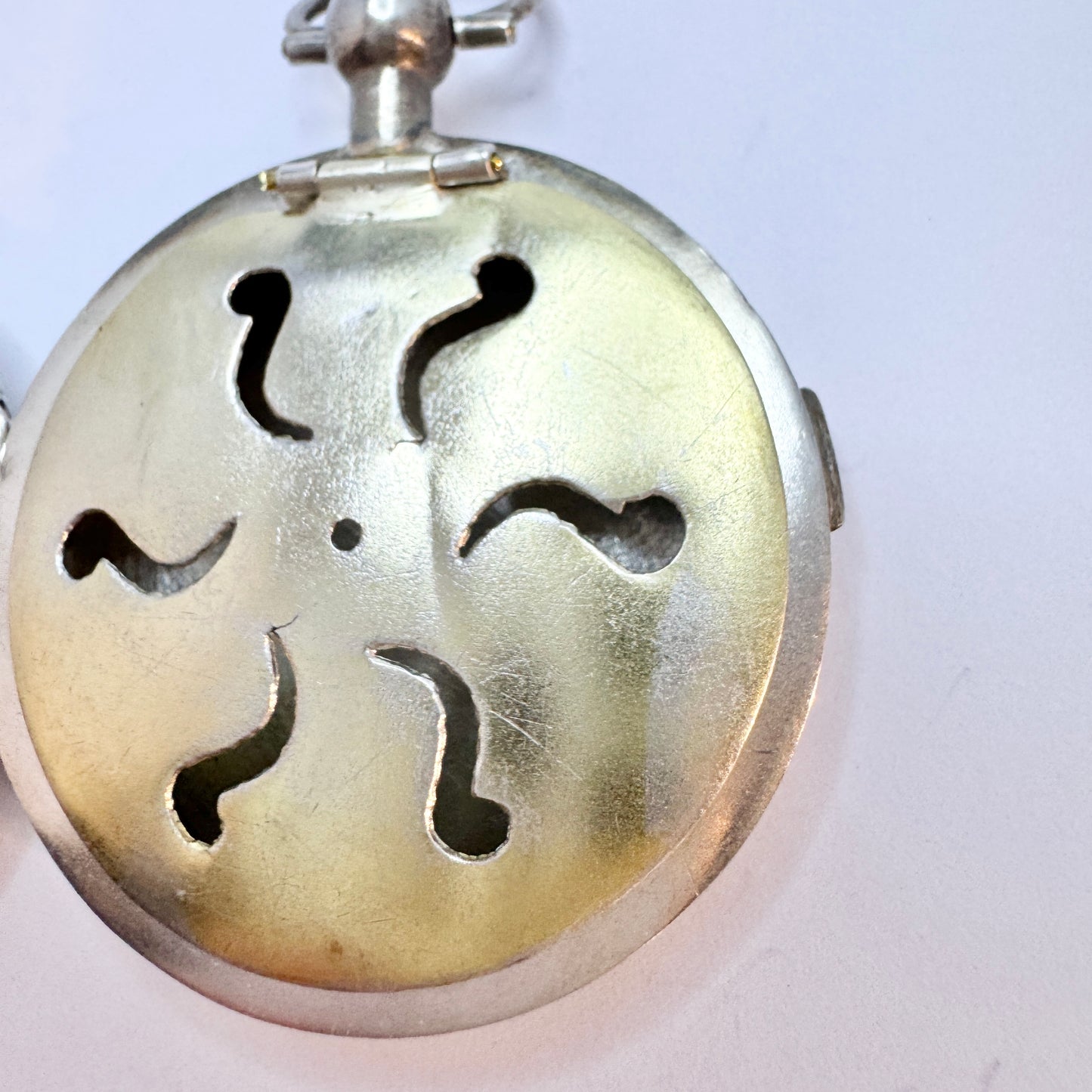 Sweden 1882. Antique Victorian Solid Silver Vinaigrette Locket Pendant.