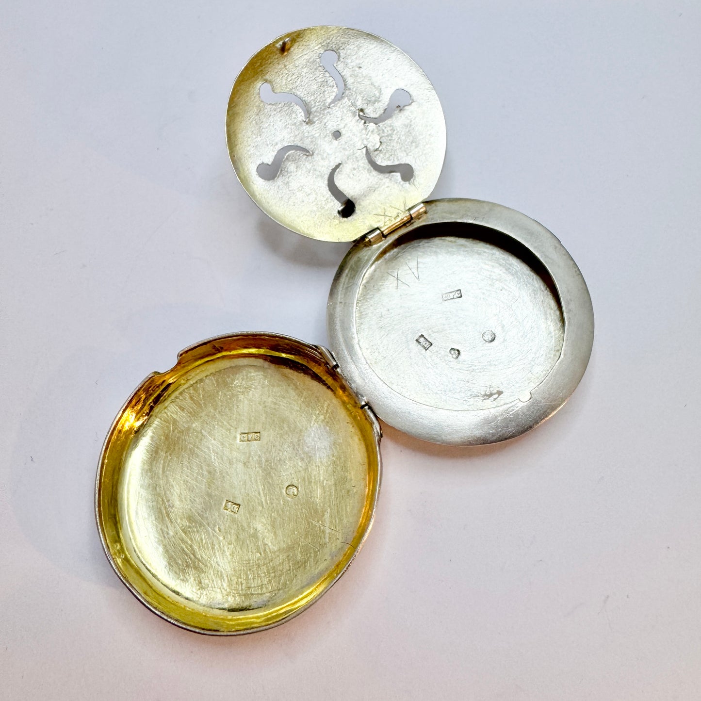 Sweden 1882. Antique Victorian Solid Silver Vinaigrette Locket Pendant.