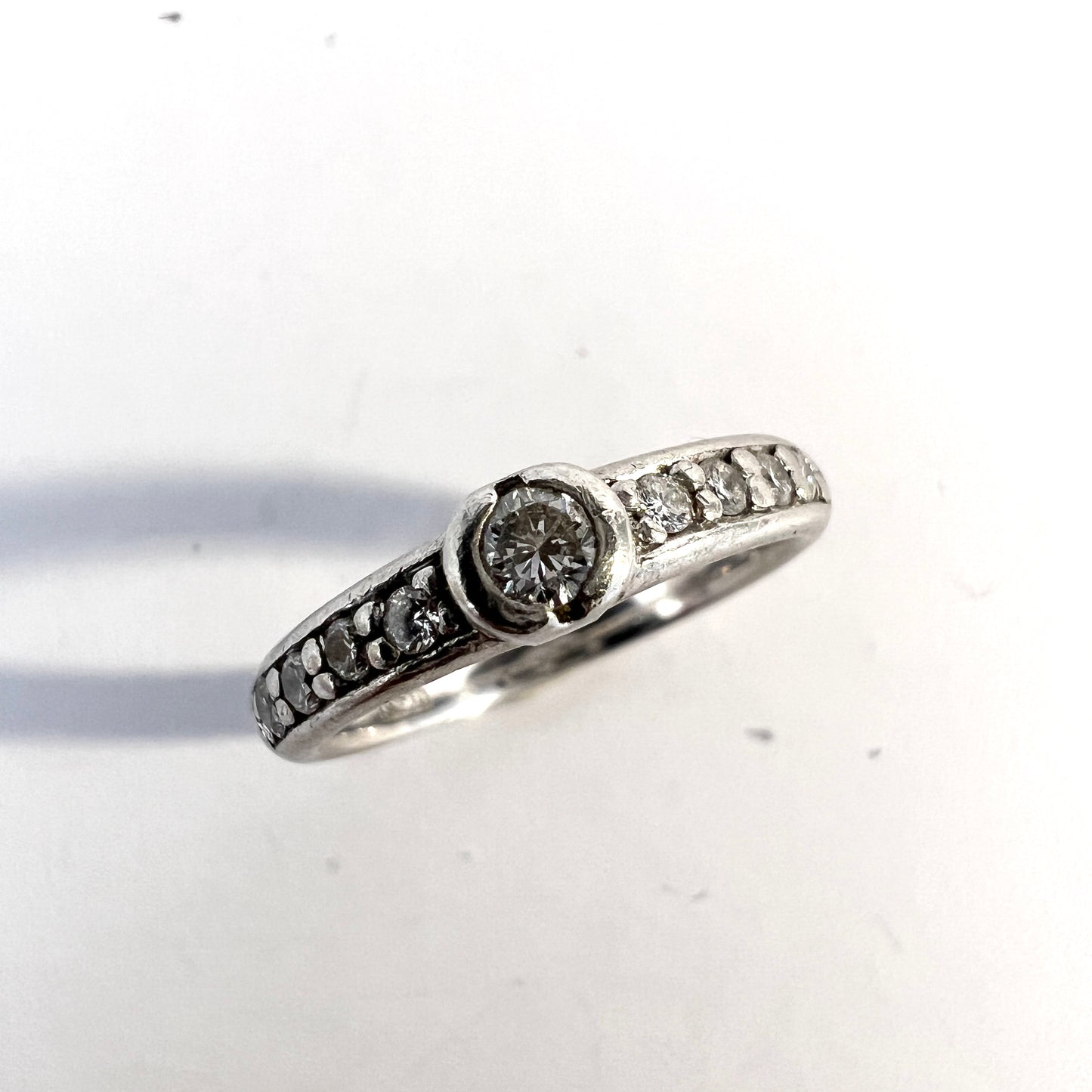 GFAB, Sweden. Vintage Platinum 0.25ctw Diamond Ring.
