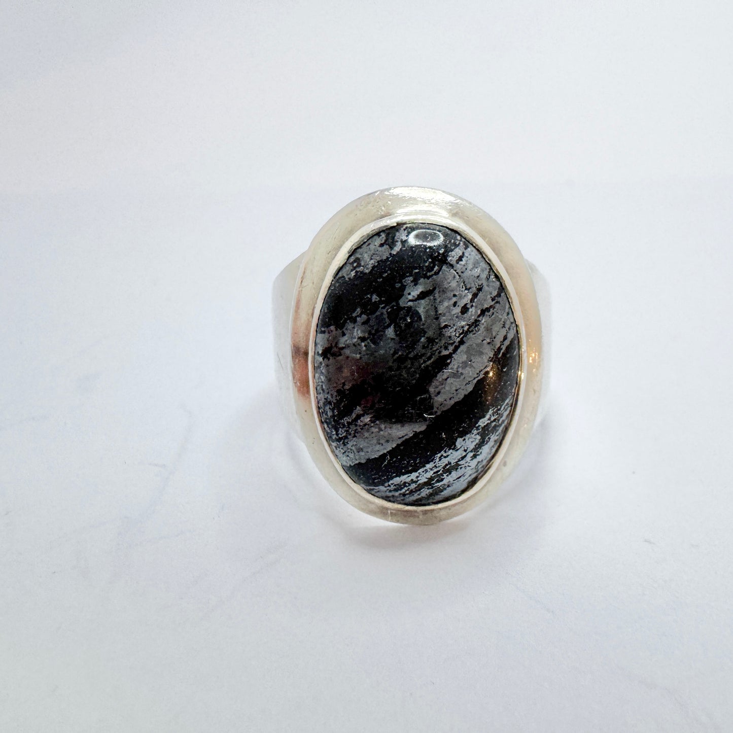 Vintage Scandinavian Sterling Silver Iron Ore Ring.