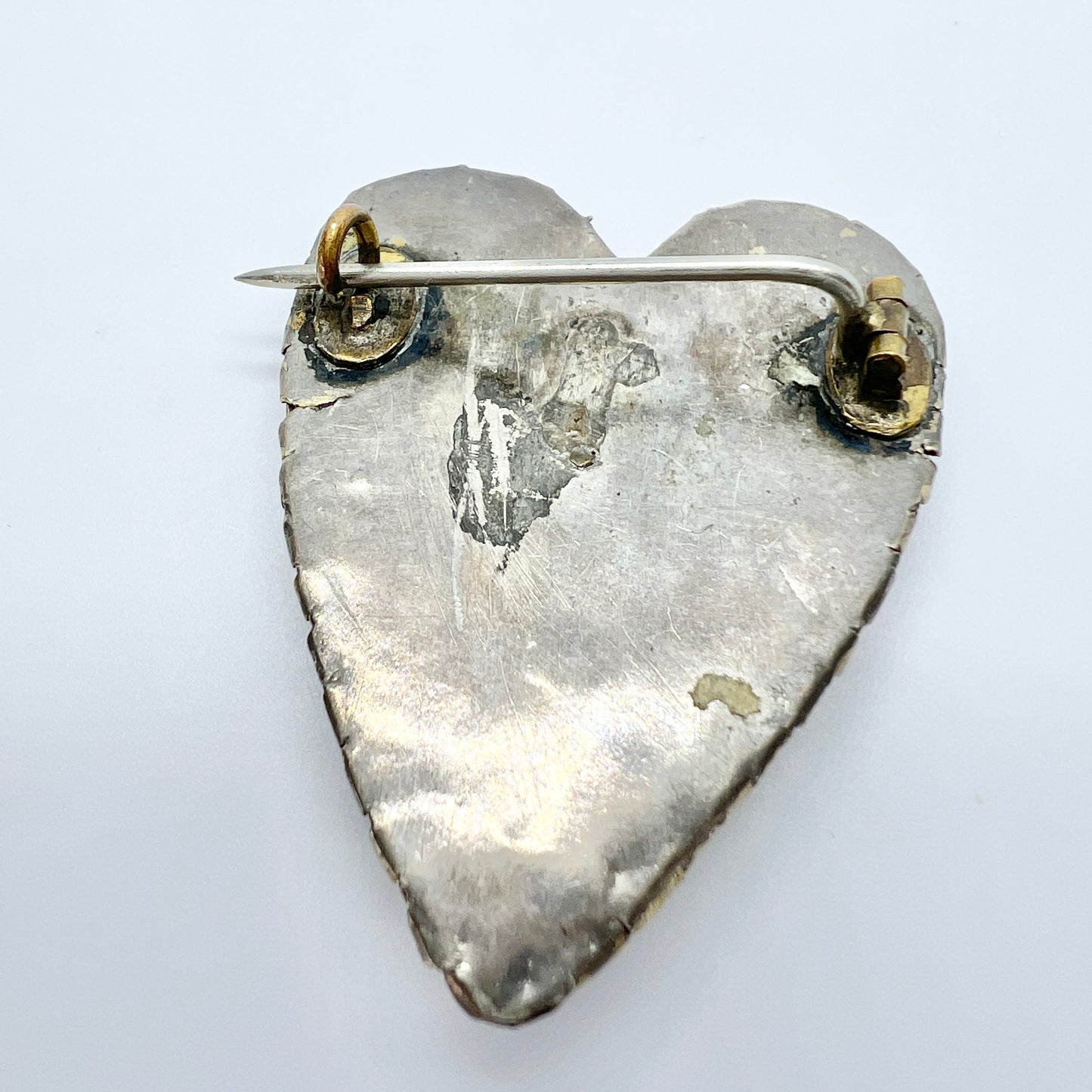 Sweden mid 1800s Solid Silver Paste Heart Brooch.