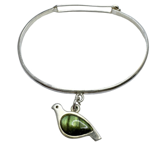 JAN, Finland. Vintage Sterling Silver Bird Charm Bangle Bracelet.