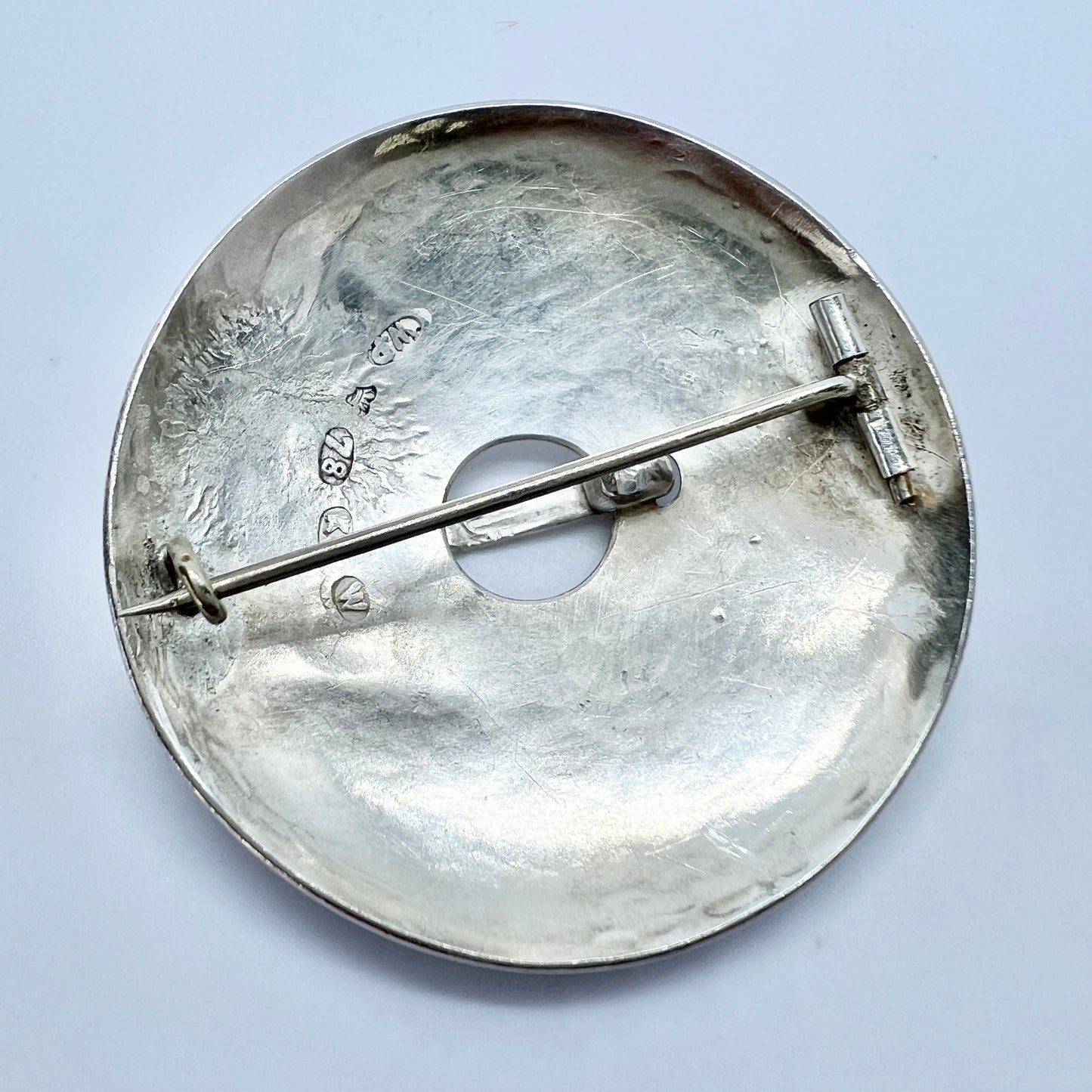 Wilhelm Porthan, Finland 1891. Antique Solid Silver Shield Brooch.