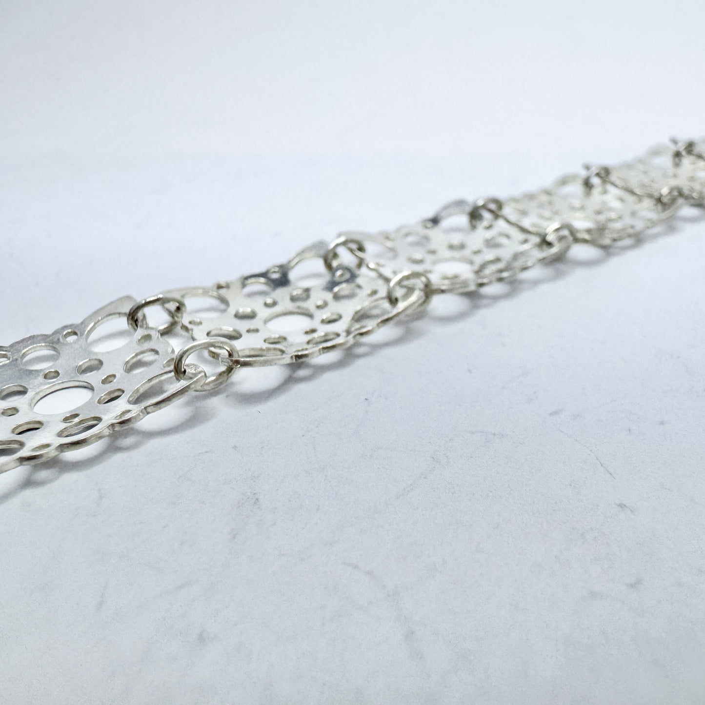 Liisa Vitali for N Westerback, Finland 1970s. Vintage Sterling Silver Bracelet. Design Pitsi.