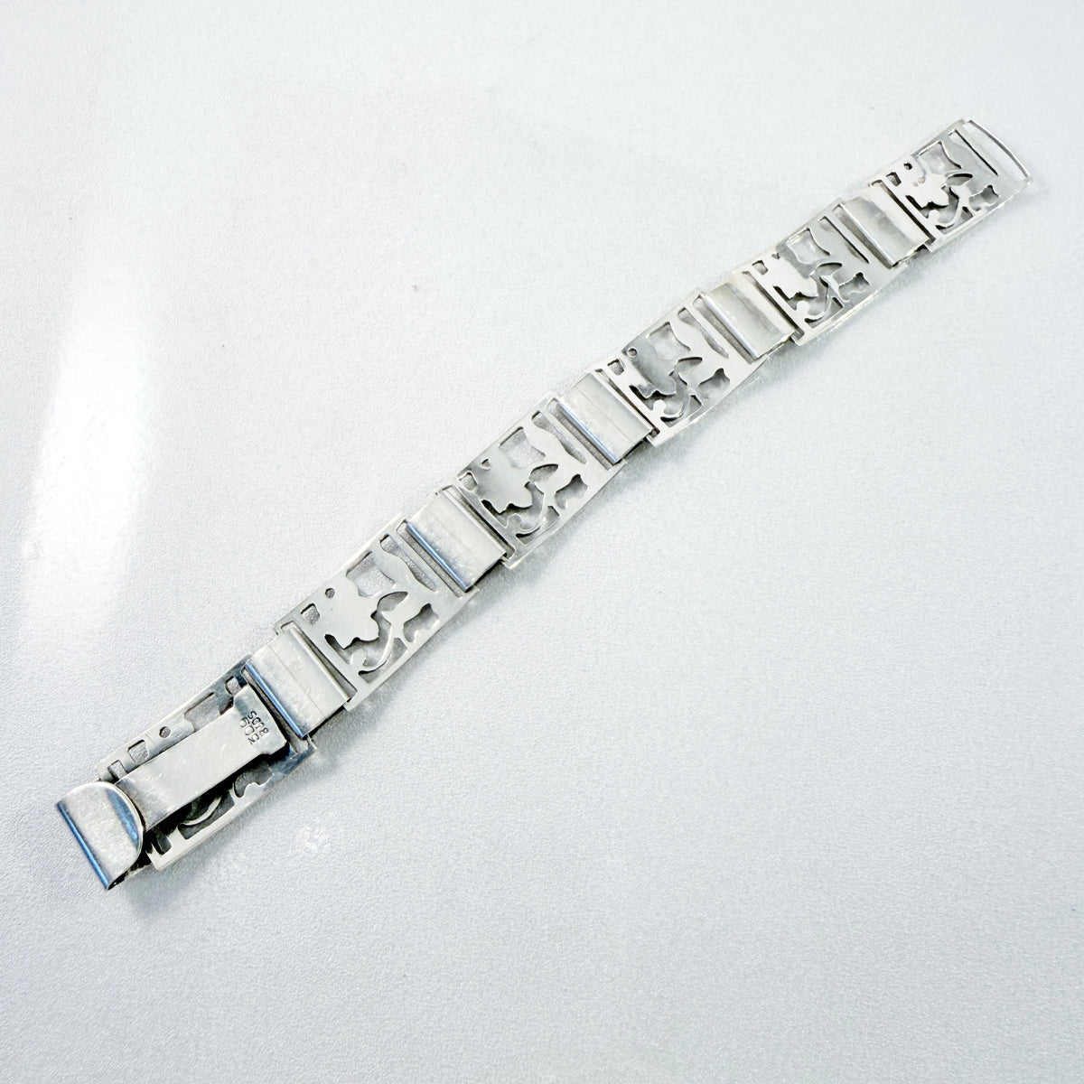 Denmark ca 1950s. Solid Silver Flower Bracelet.