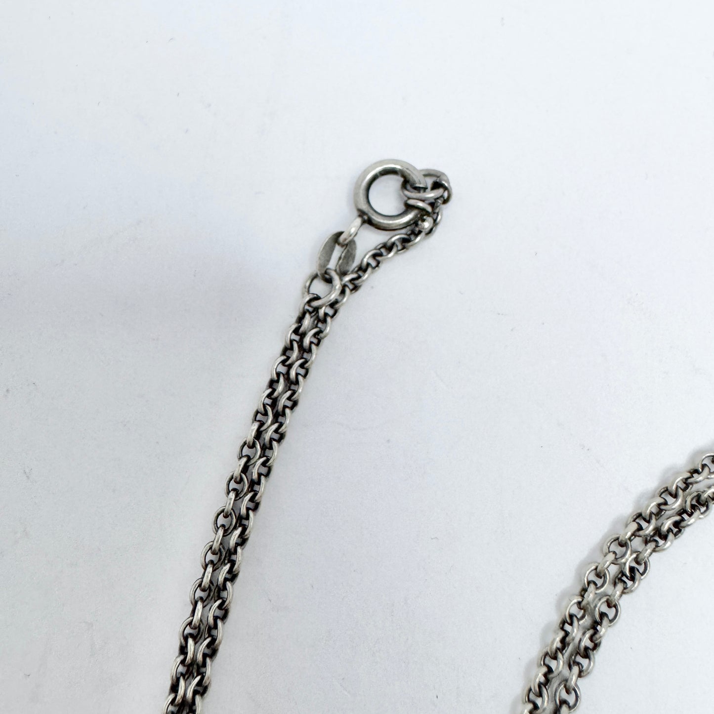 Kalevala Koru, Finland 1994. Large Vintage Sterling Silver Bird Pendant Long Chain Necklace.