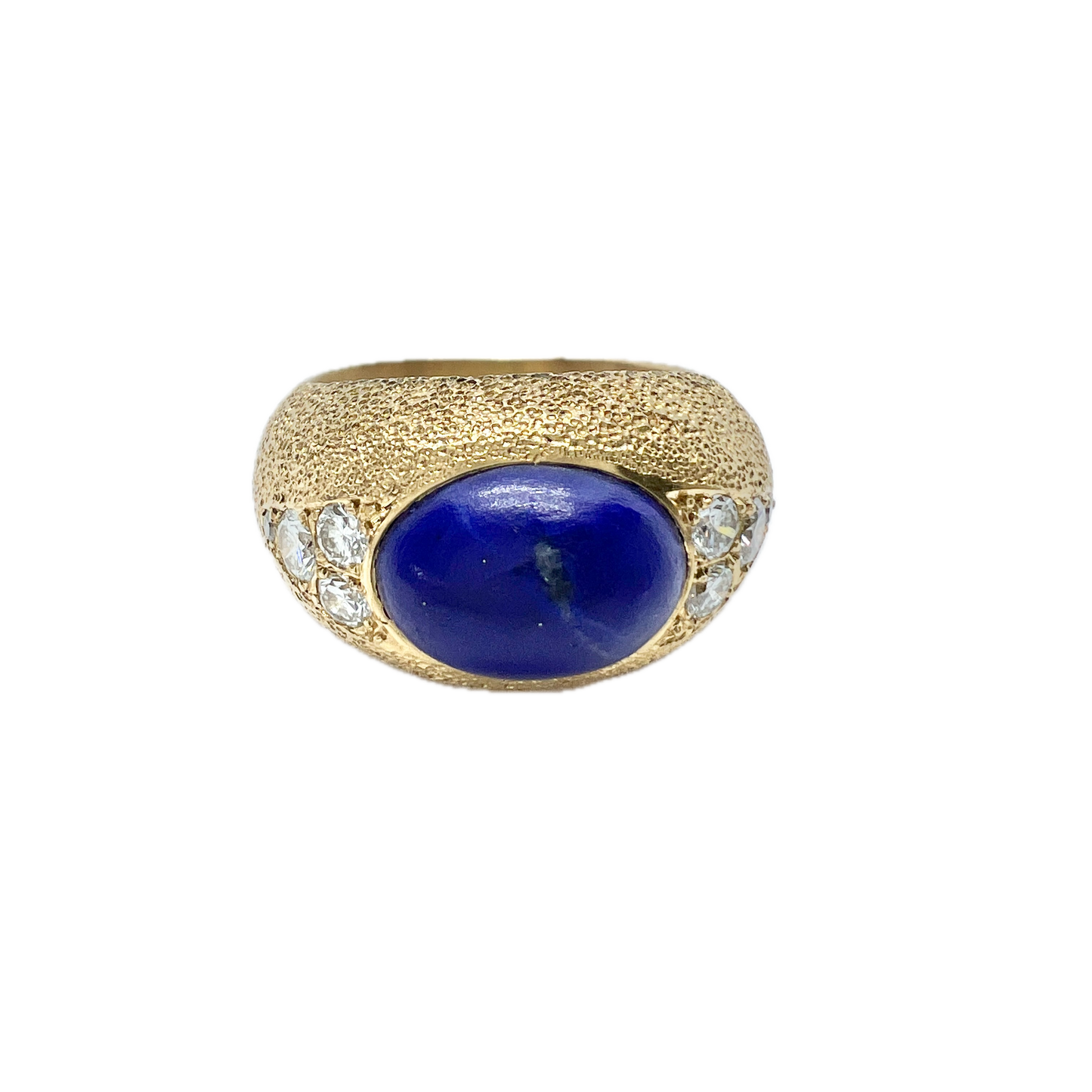 Vintage 1960-70s Bold Vintage 15.8gram. Diamond Lapis Lazuli Dome Cocktail Ring.