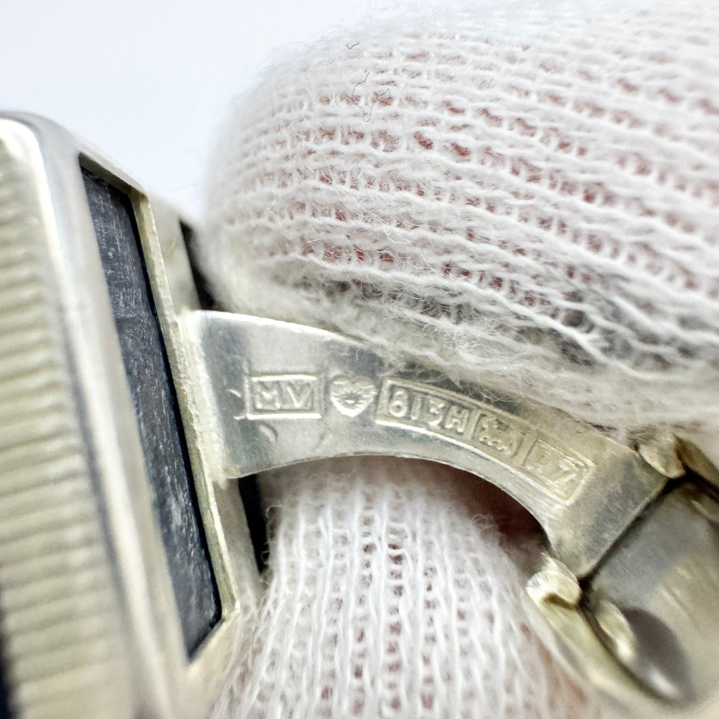 Martti Viikinniemi, Finland 1968. Vintage Solid Silver Obsidian Cufflinks.