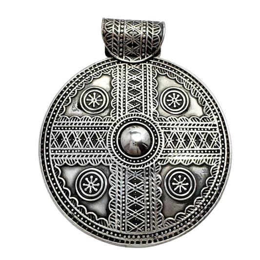 Egypt. Very Large Vintage Solid Silver Pendant.