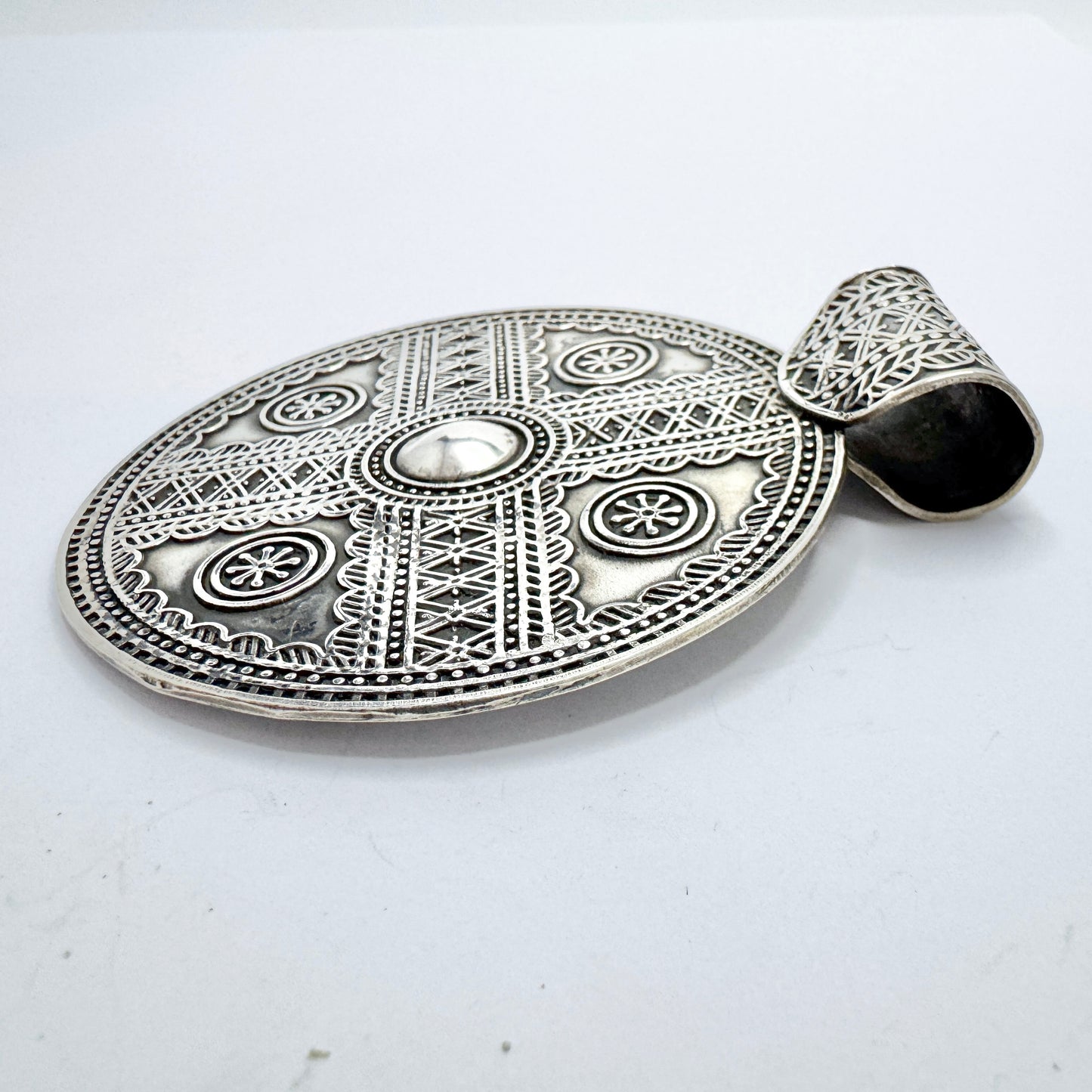 Egypt. Very Large Vintage Solid Silver Pendant.