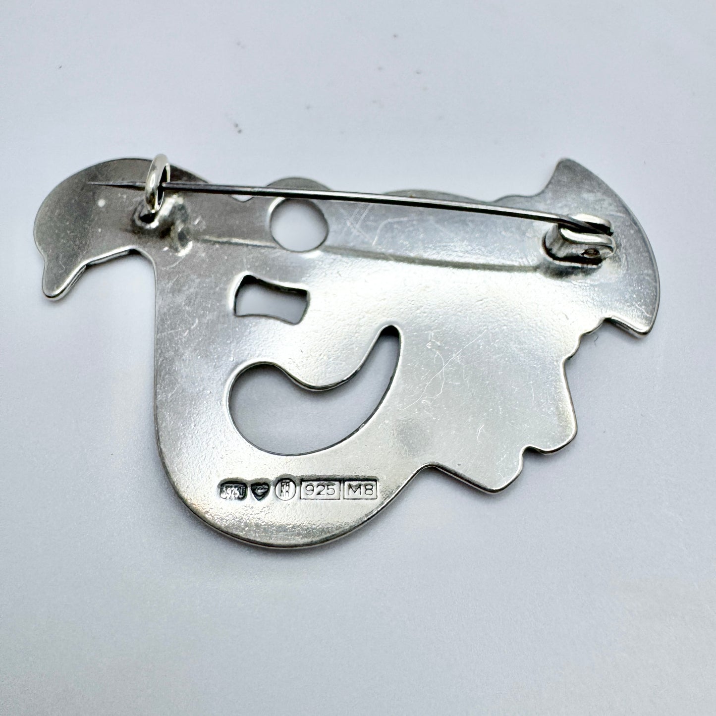 Kalevala Koru, Finland 1989. Vintage Sterling Silver Bird Brooch.