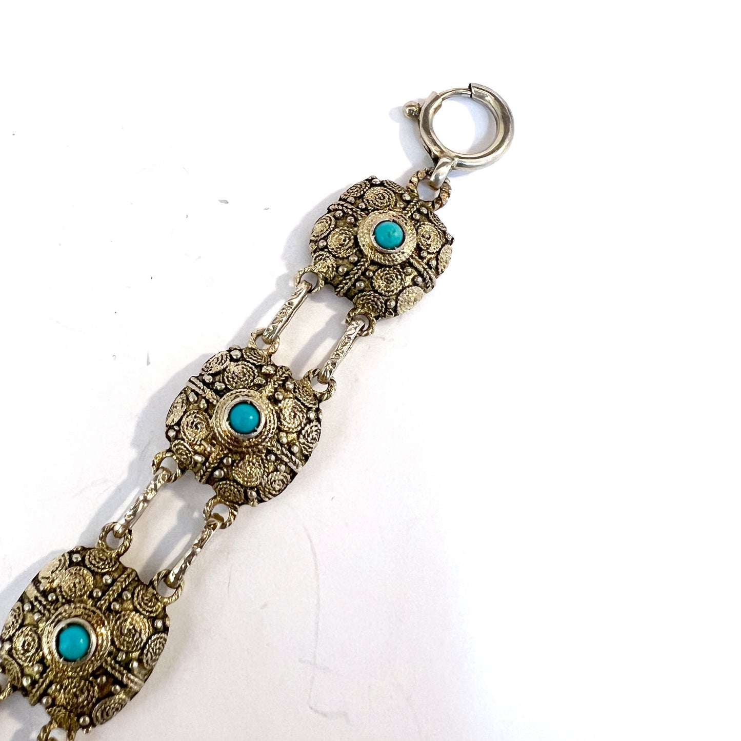 Theodor Fahrner, Original Fahrner, Germany. Mid Century Silver Turquoise Bracelet.