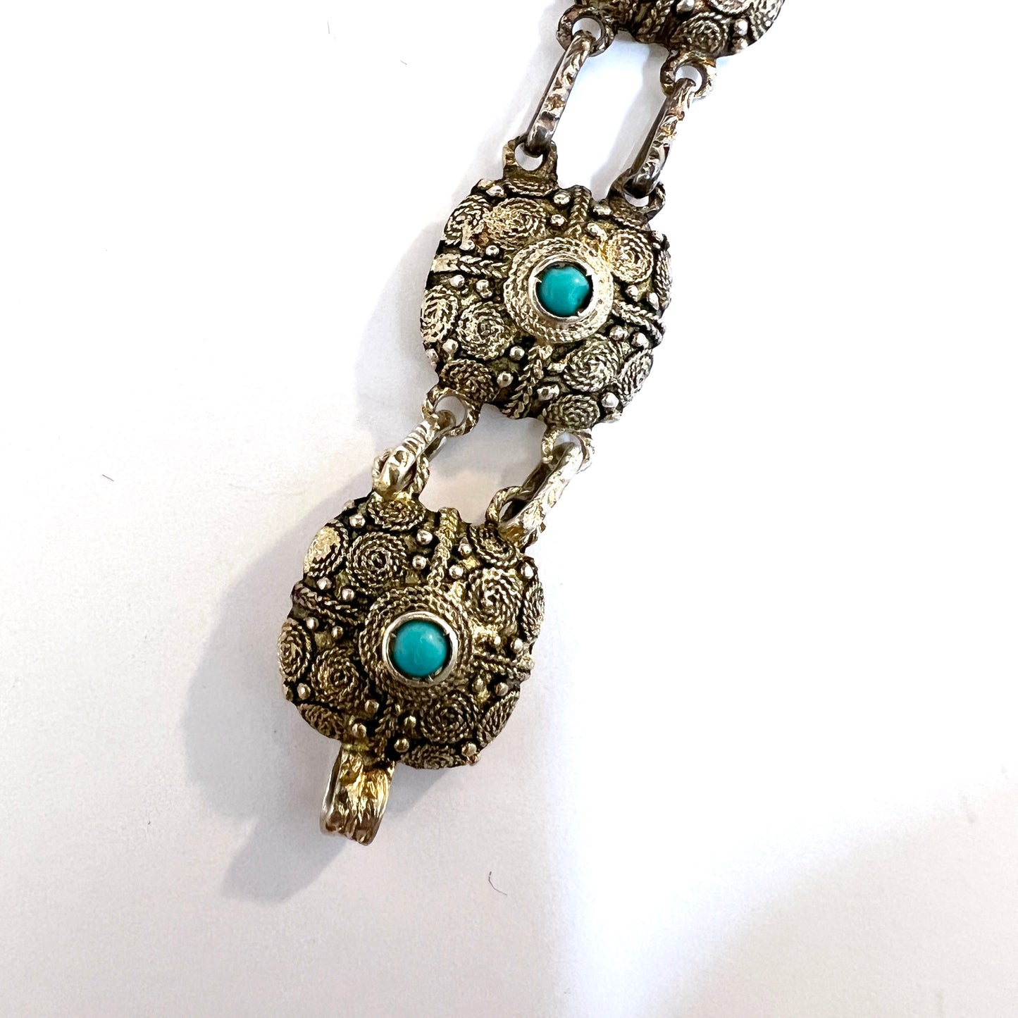 Theodor Fahrner, Original Fahrner, Germany. Mid Century Silver Turquoise Bracelet.