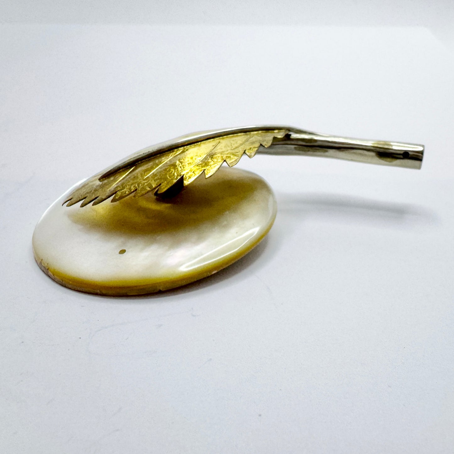 Fabrice, Paris. Large Vintage Metal and MoP Brooch.