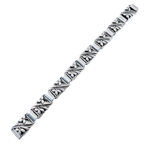 G Dahlgren, Sweden 1953. Vintage Solid Silver Organic Panel Bracelet.