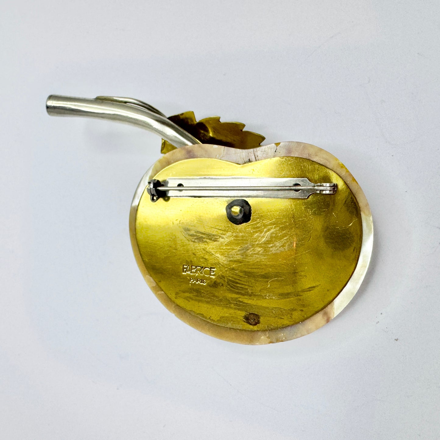 Fabrice, Paris. Large Vintage Metal and MoP Brooch.