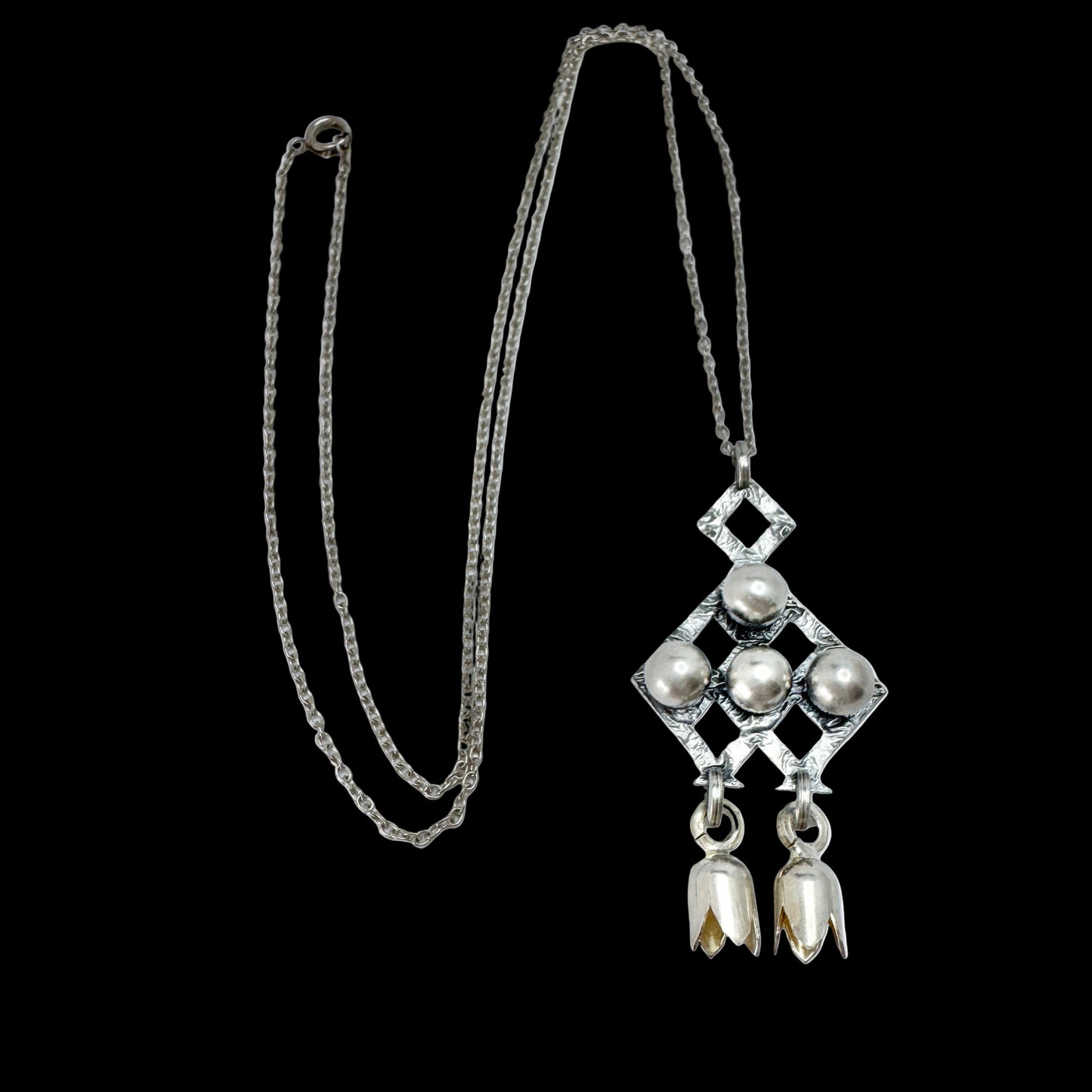 Finland ca 1970. Vintage Solid Silver Pendant Necklace.