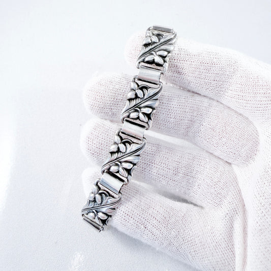G Dahlgren, Sweden 1953. Vintage Solid Silver Organic Panel Bracelet.
