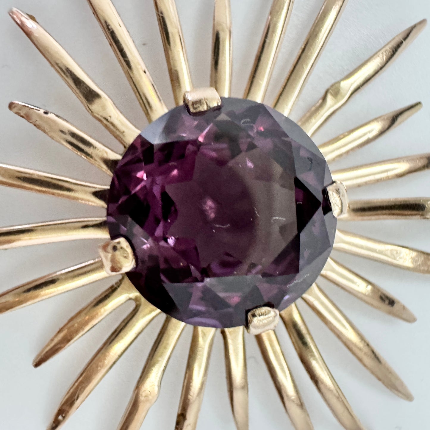 Egypt. Vintage 14k Gold Synthetic Alexandrite Sapphire Pendant.