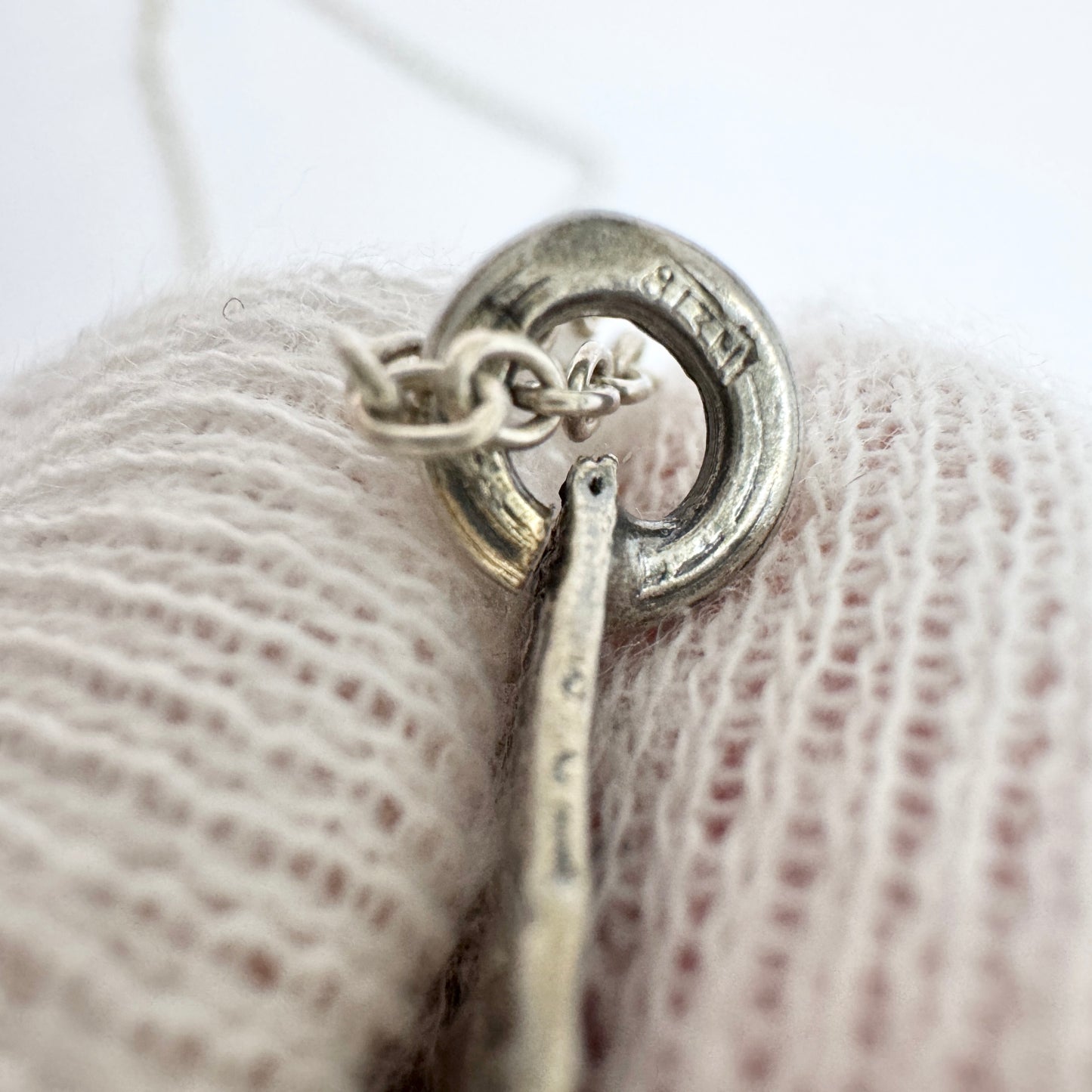 Finland ca 1970. Vintage Solid Silver Pendant Necklace.