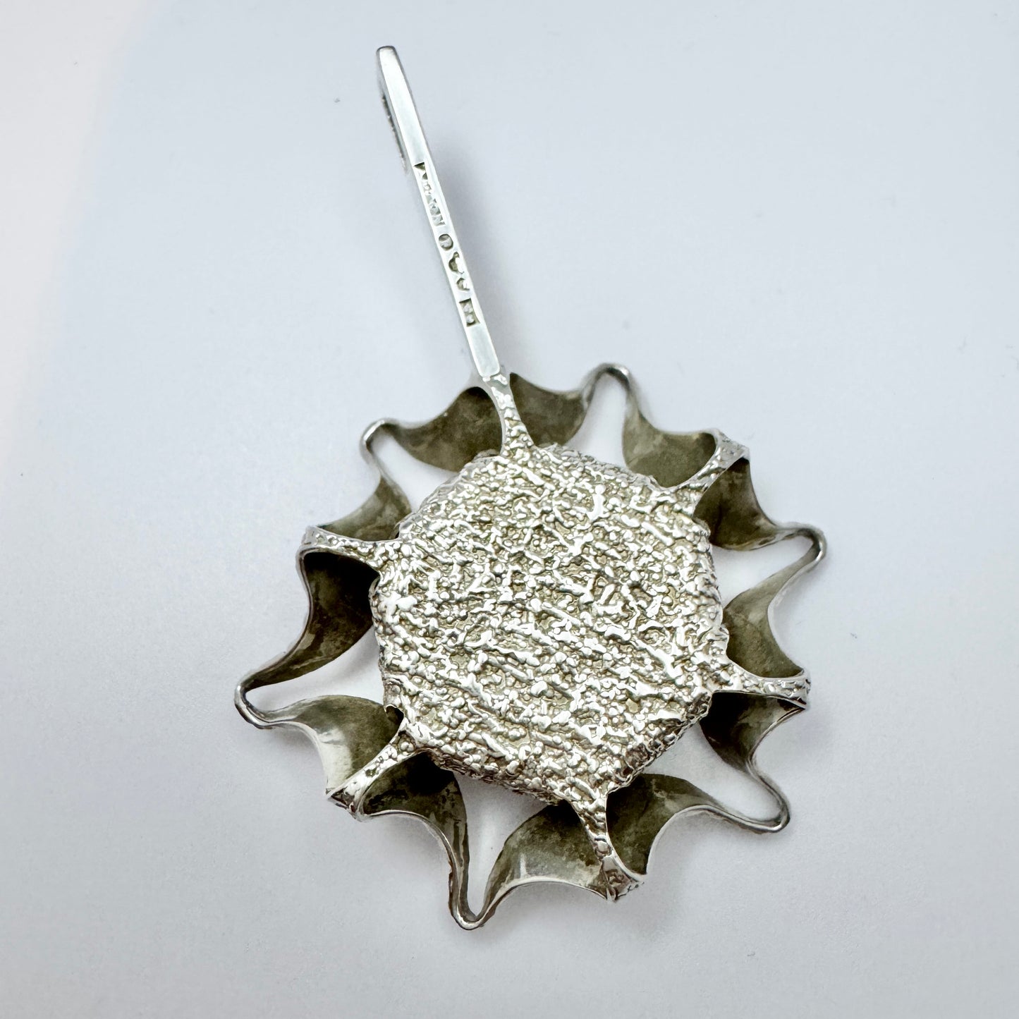 Alton, Sweden 1971. Vintage Brutalist Solid Silver Pendant.