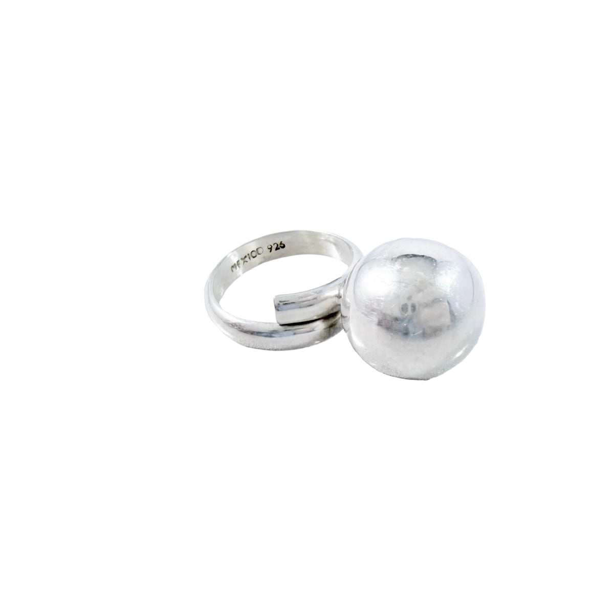 Mexico. Vintage Sterling Silver Ball Adjustable Size Ring.
