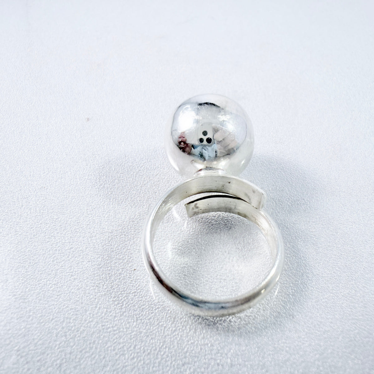 Mexico. Vintage Sterling Silver Ball Adjustable Size Ring.