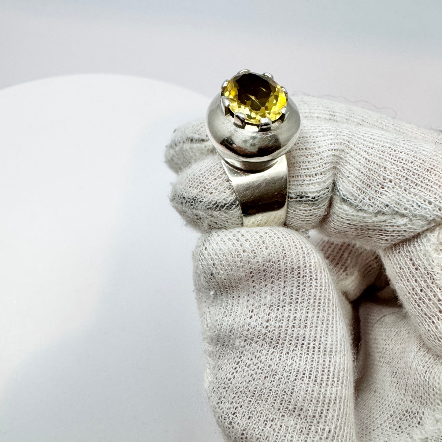 Gunnar P Tägt, Sweden 1962. Vintage Sterling Silver Citrine Ring.