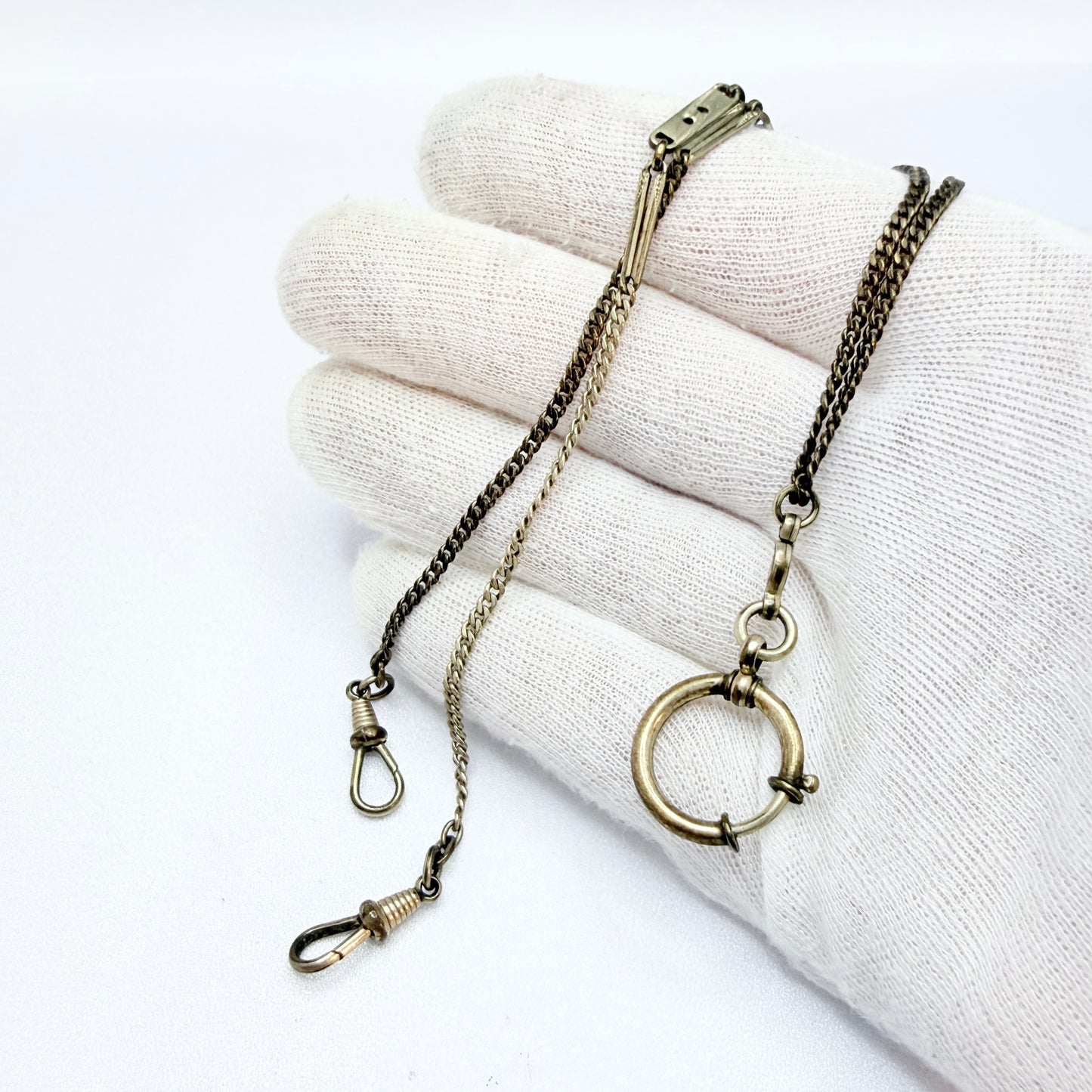 Friedrich Speidel, Germany. Antique early 1900s. Gilt Metal Doublé Watch Chain in Necklace Length.