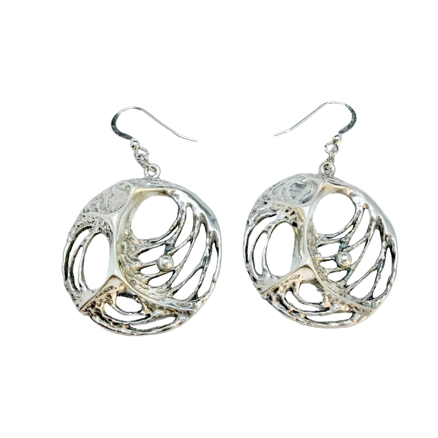 Sten & Laine, Finland early 1970s. Vintage Solid Silver Large Earrings.