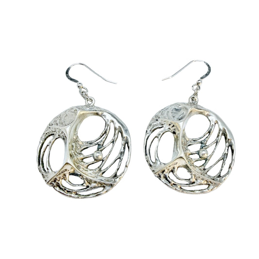 Sten & Laine, Finland early 1970s. Vintage Solid Silver Large Earrings.