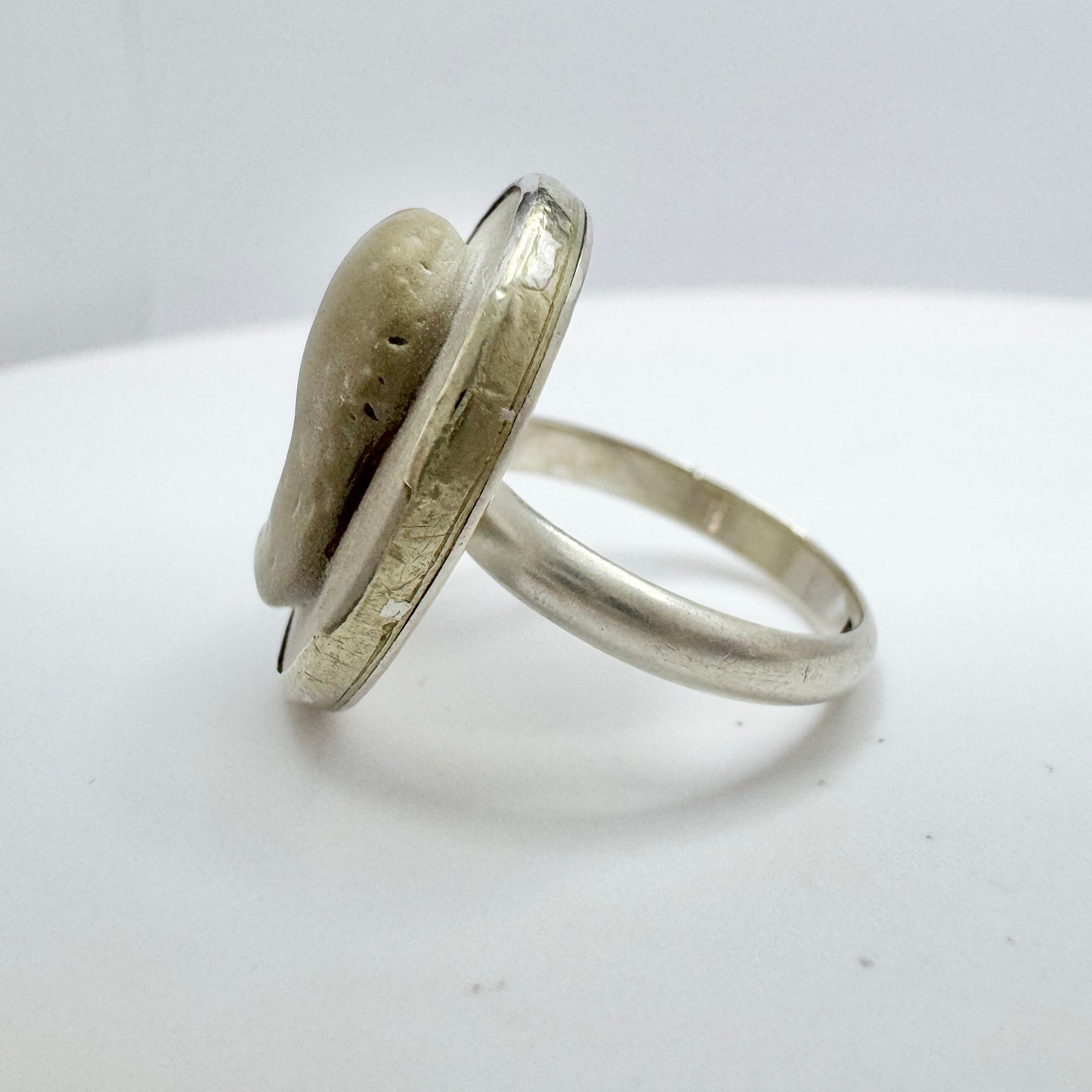 Antique Lava Cameo set in a Silver Ring from Sweden 1943.