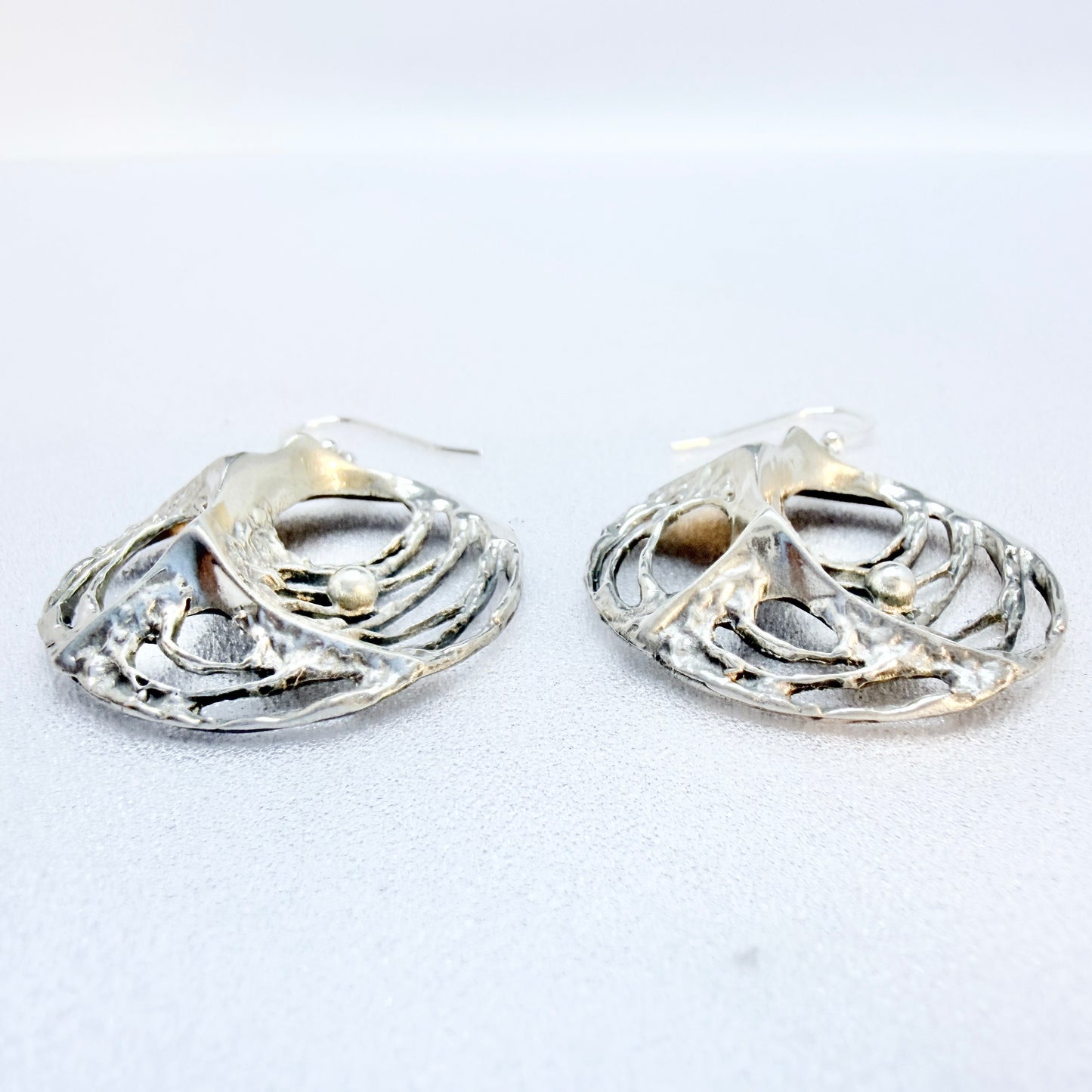 Sten & Laine, Finland early 1970s. Vintage Solid Silver Large Earrings.