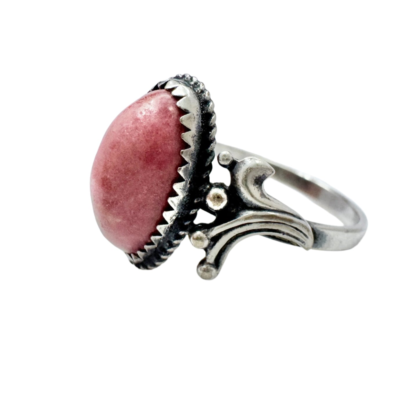 Vintage Solid Silver Rhodonite Ring.