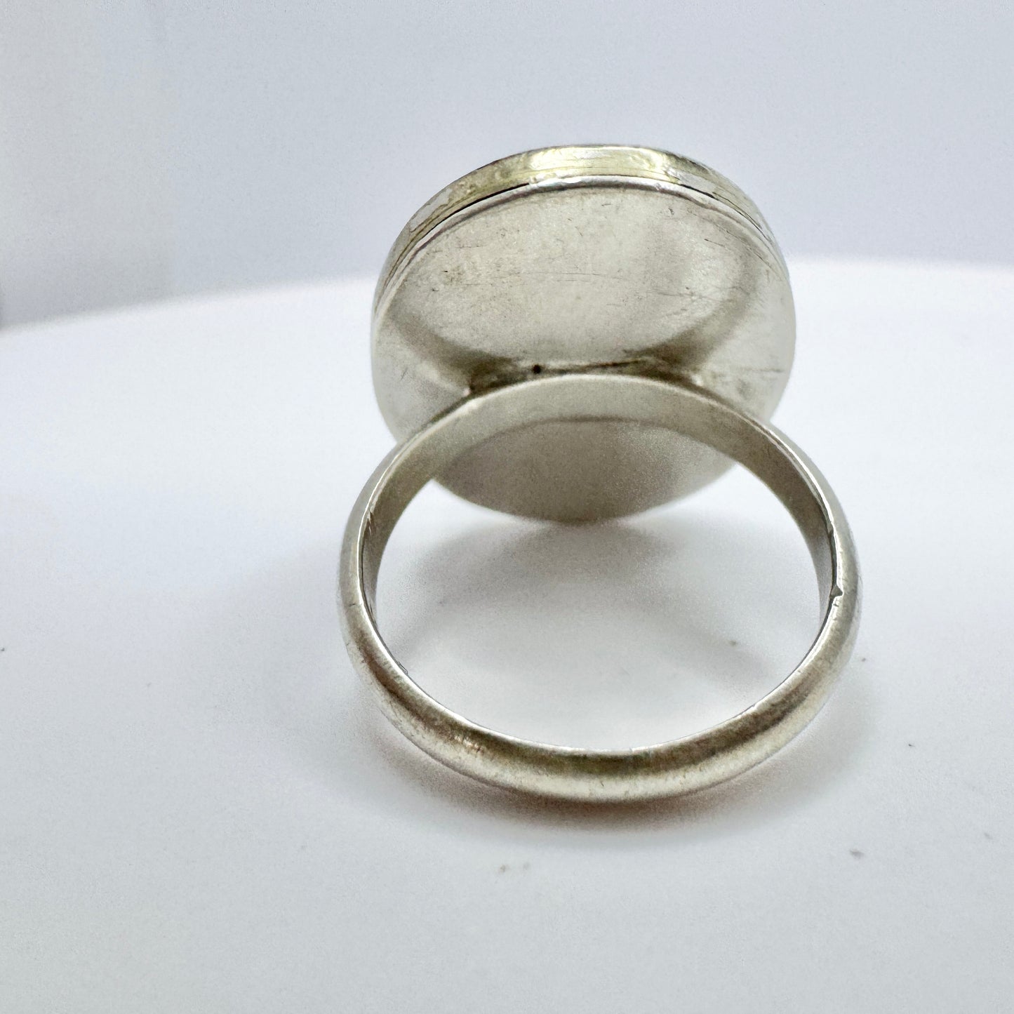 Antique Lava Cameo set in a Silver Ring from Sweden 1943.