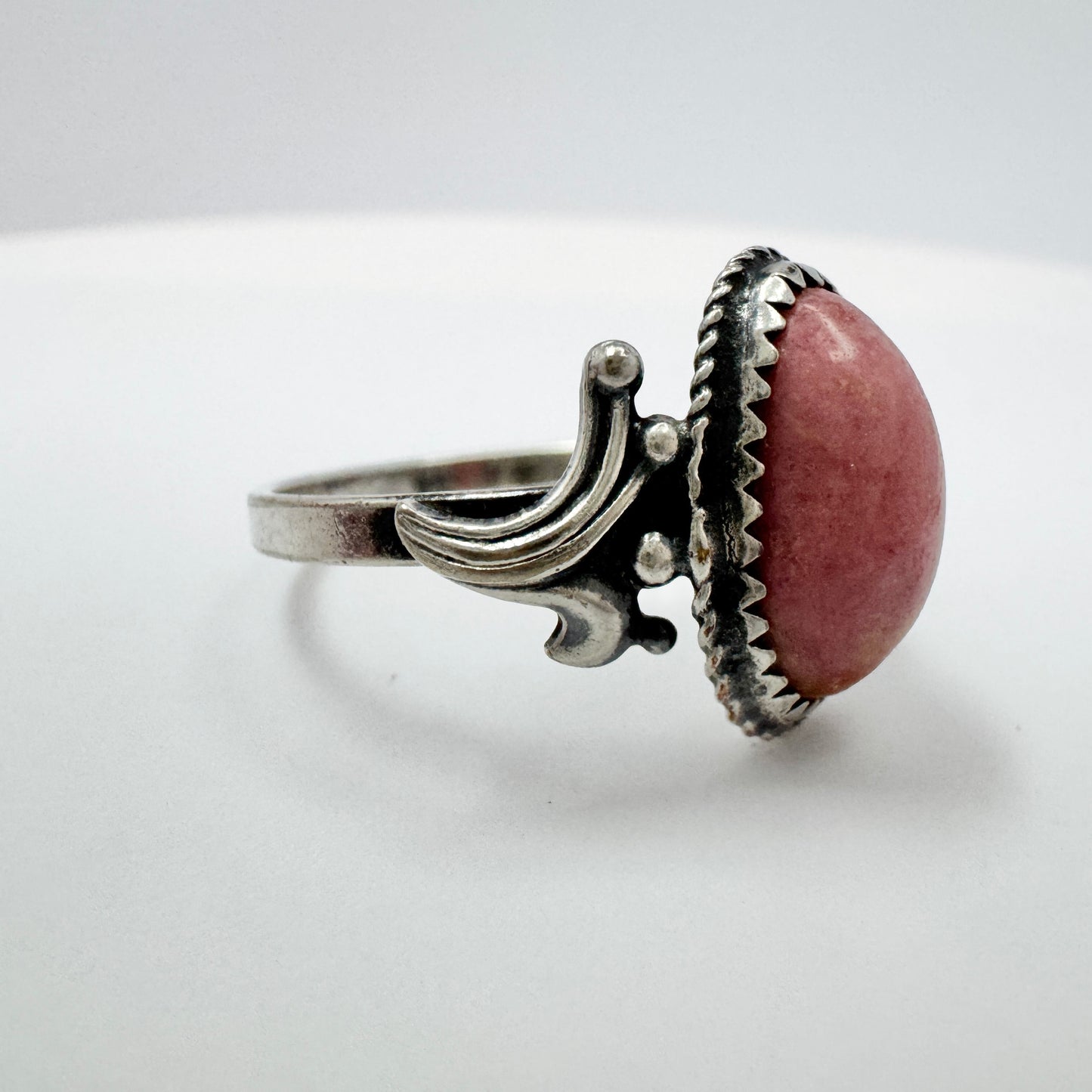 Vintage Solid Silver Rhodonite Ring.