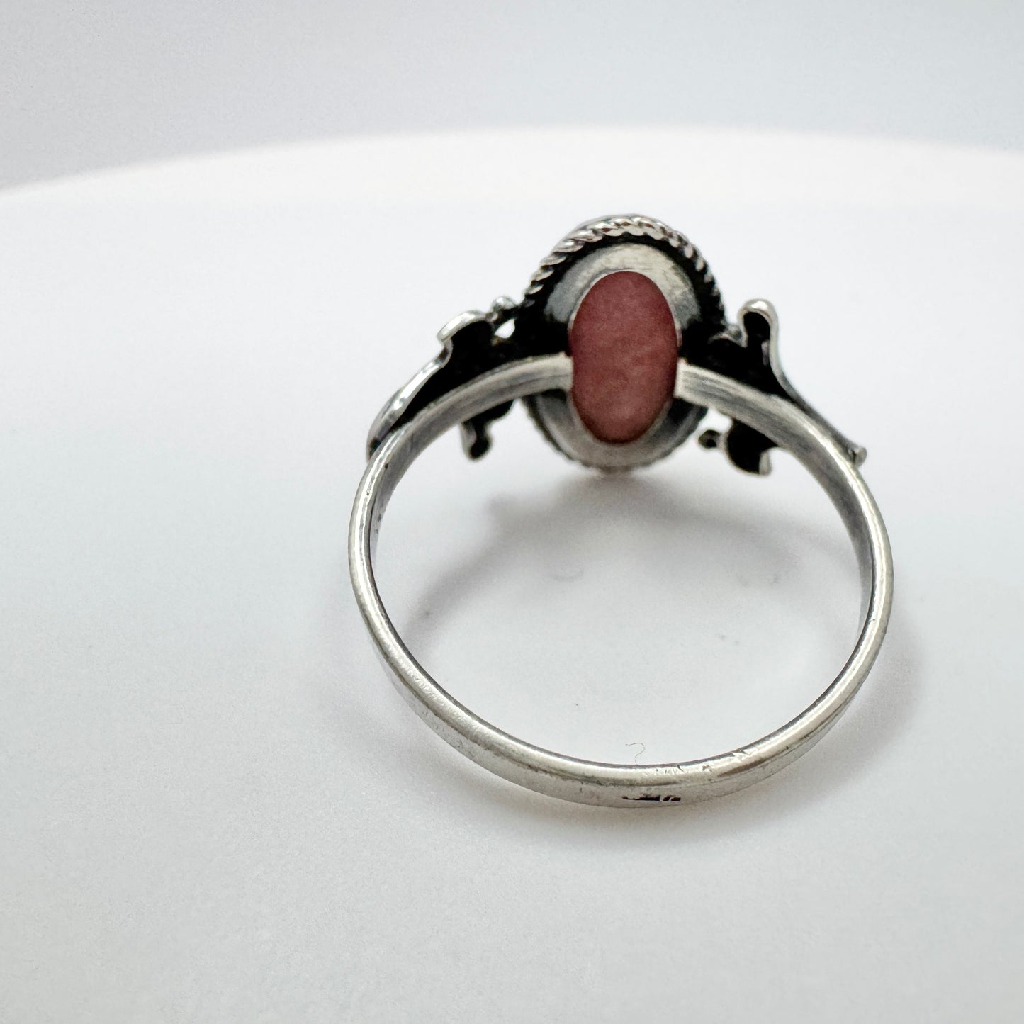 Vintage Solid Silver Rhodonite Ring.