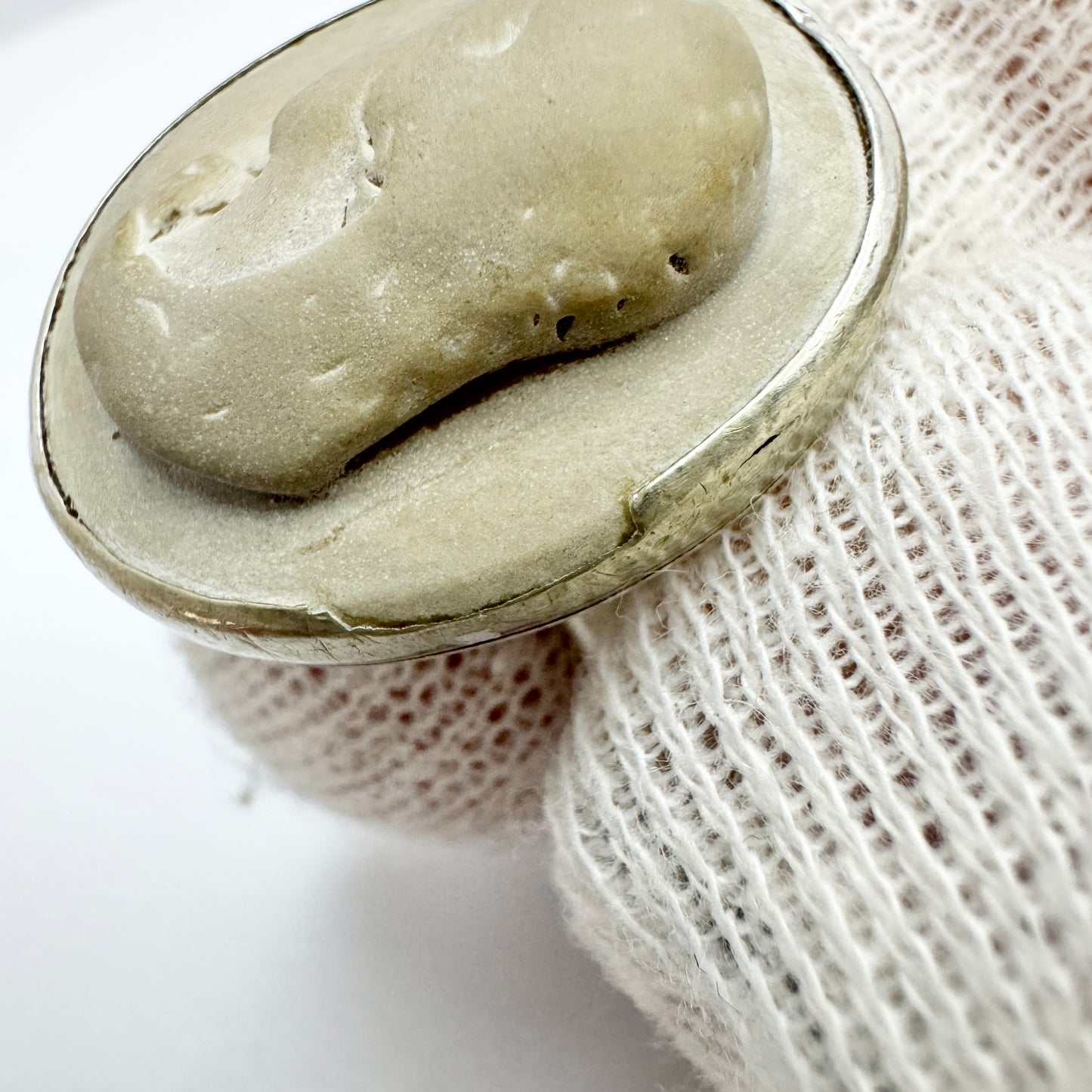 Antique Lava Cameo set in a Silver Ring from Sweden 1943.