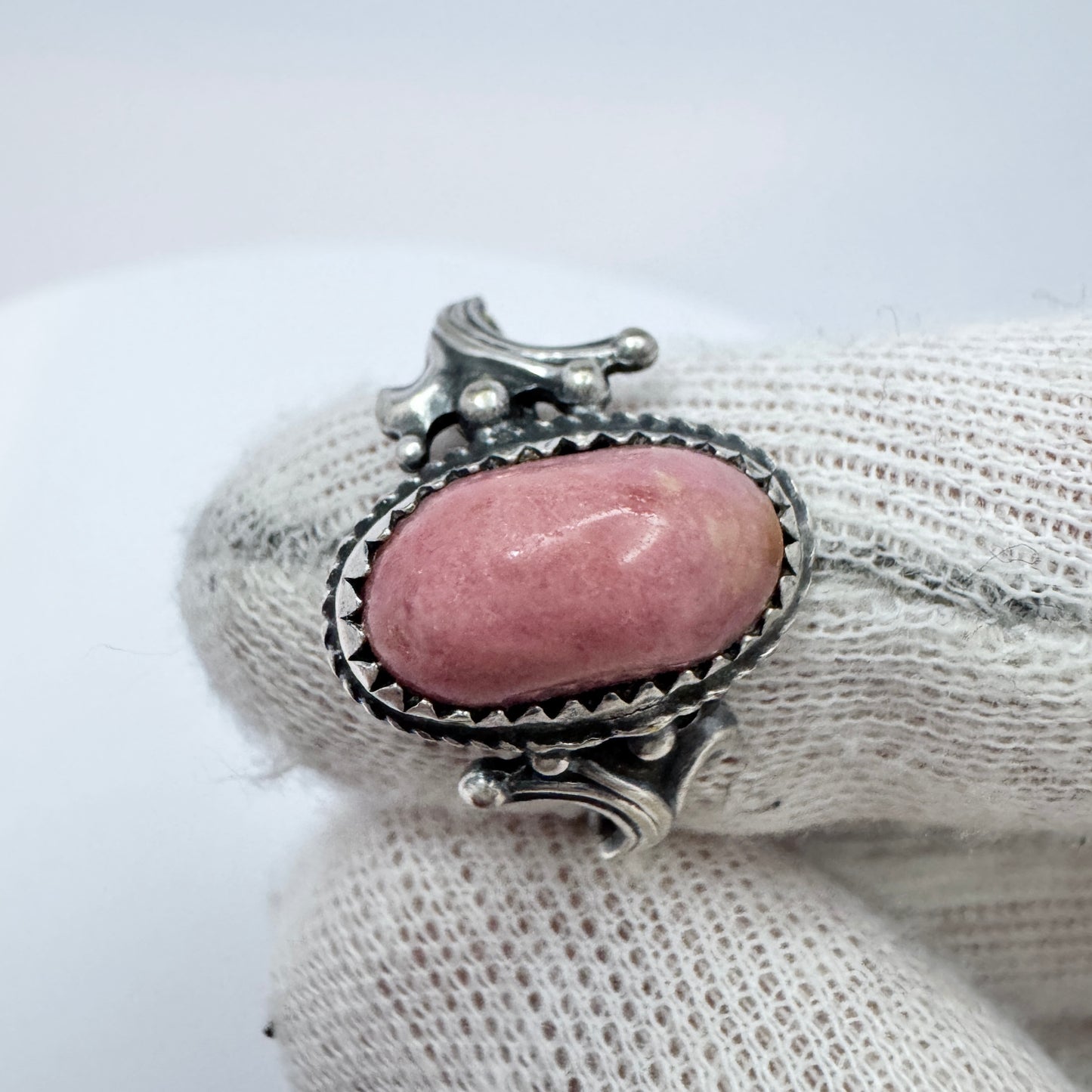 Vintage Solid Silver Rhodonite Ring.