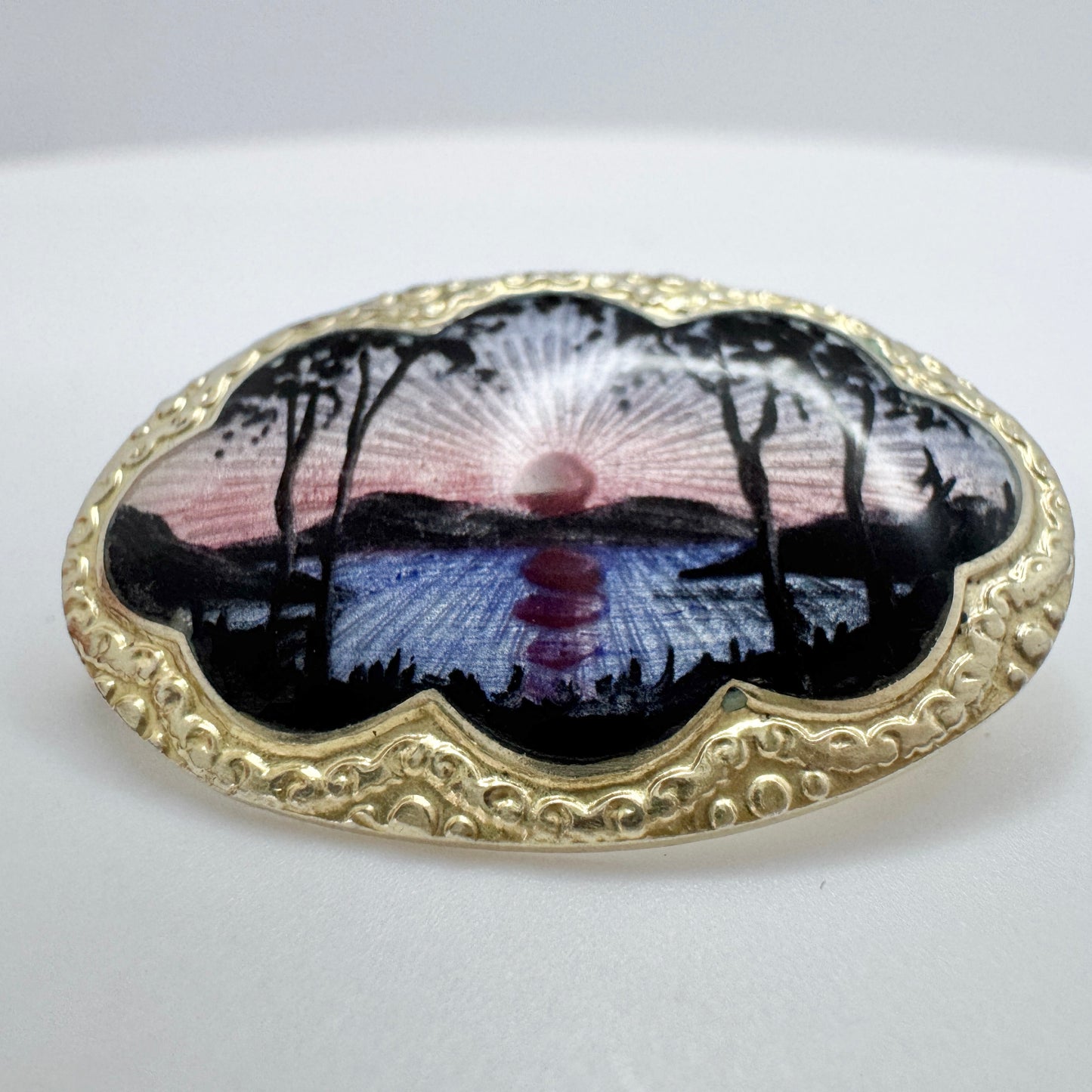 Norway ca 1950s, Vintage Sterling Silver Enamel Brooch.