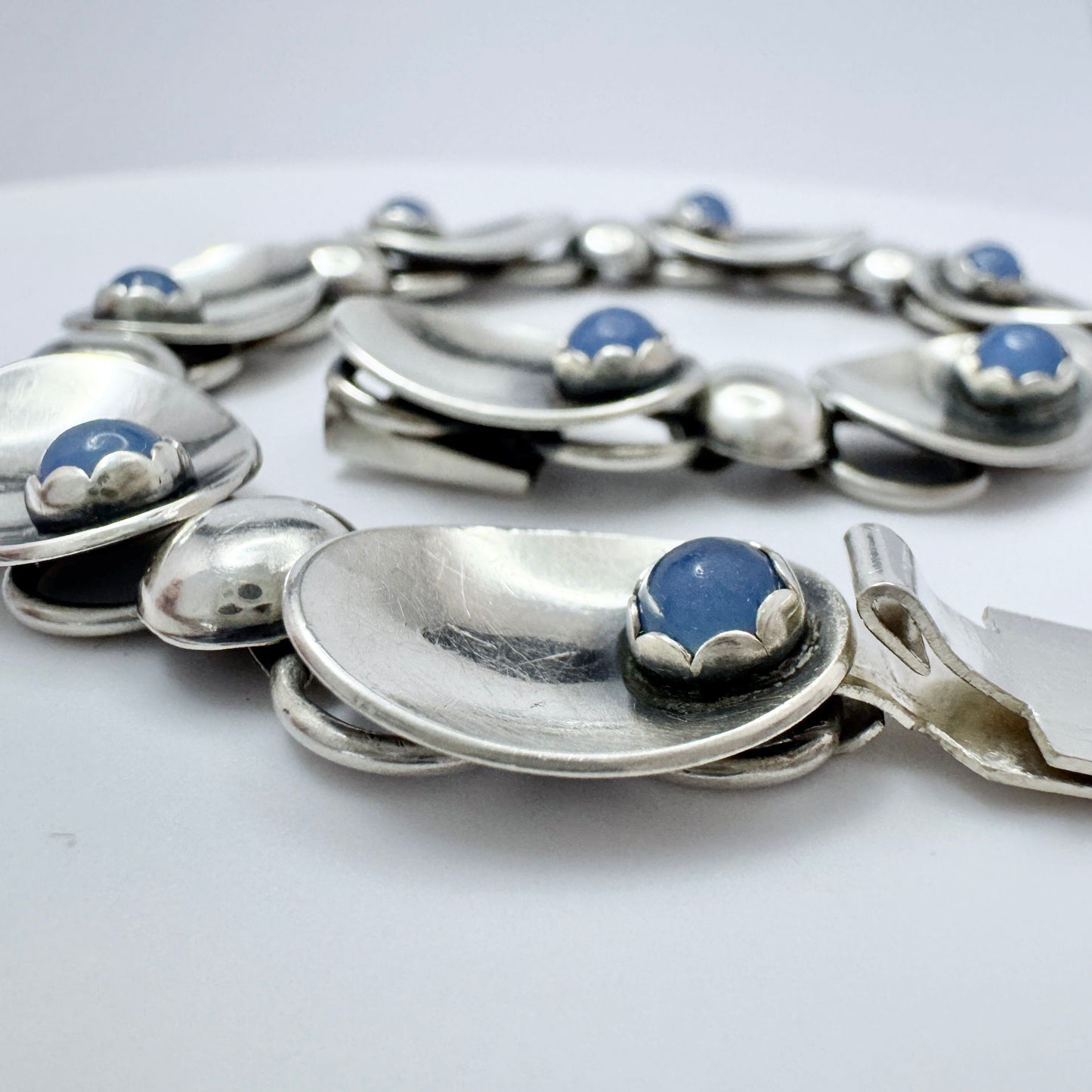 Alton, Sweden 1954. Vintage Mid-century Solid Silver Chalcedony Bracelet.