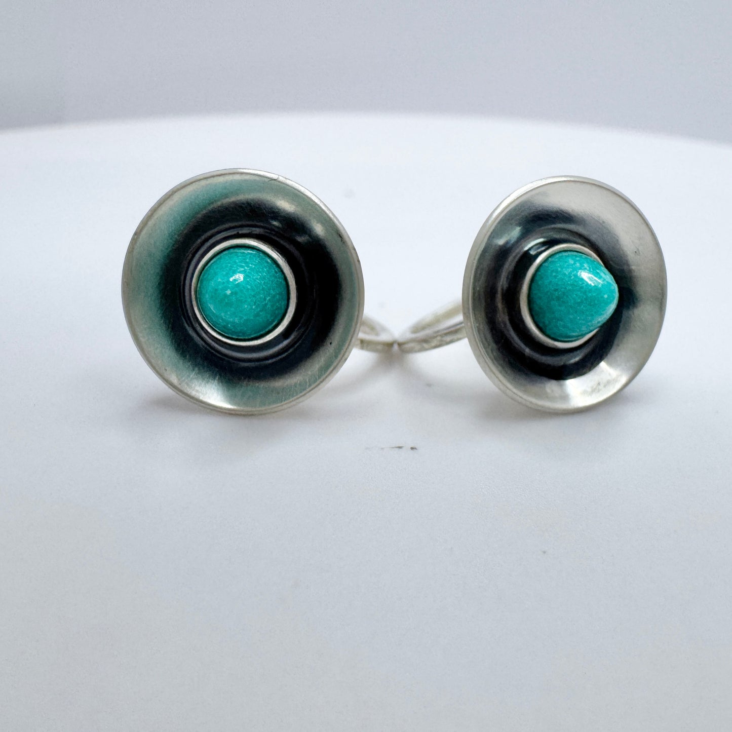 Elis Kauppi, Kupittaan Kulta Finland 1960s. Vintage Solid Silver Aventurine Earrings